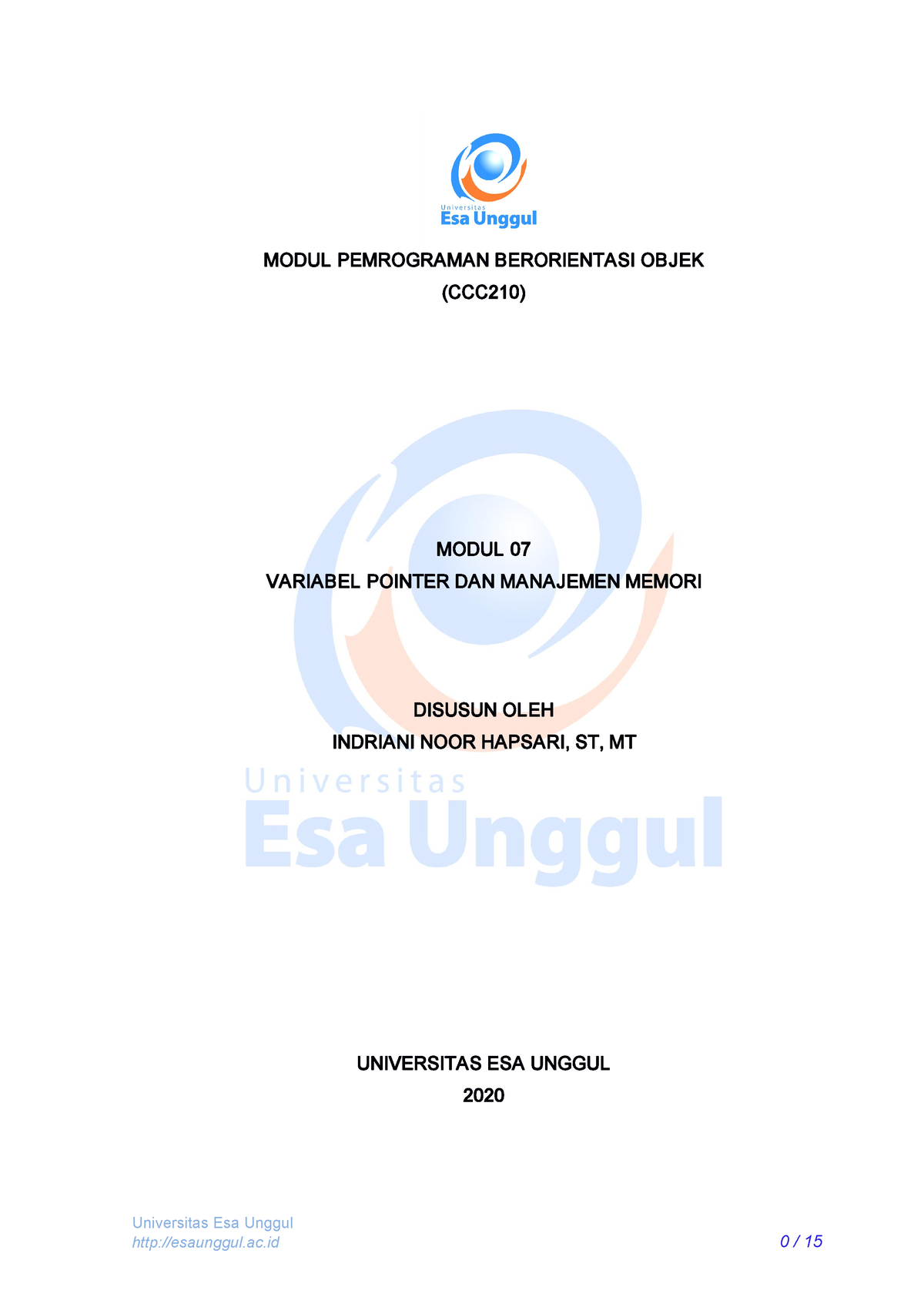 07 - Modul Memory Management - Universitas Esa Unggul MODUL PEMROGRAMAN ...