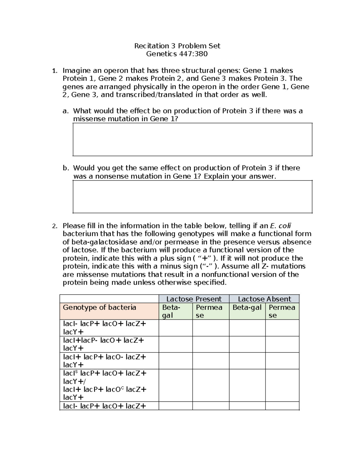 Recitation+3 Questions+ - Recitation 3 Problem Set Genetics 447 ...