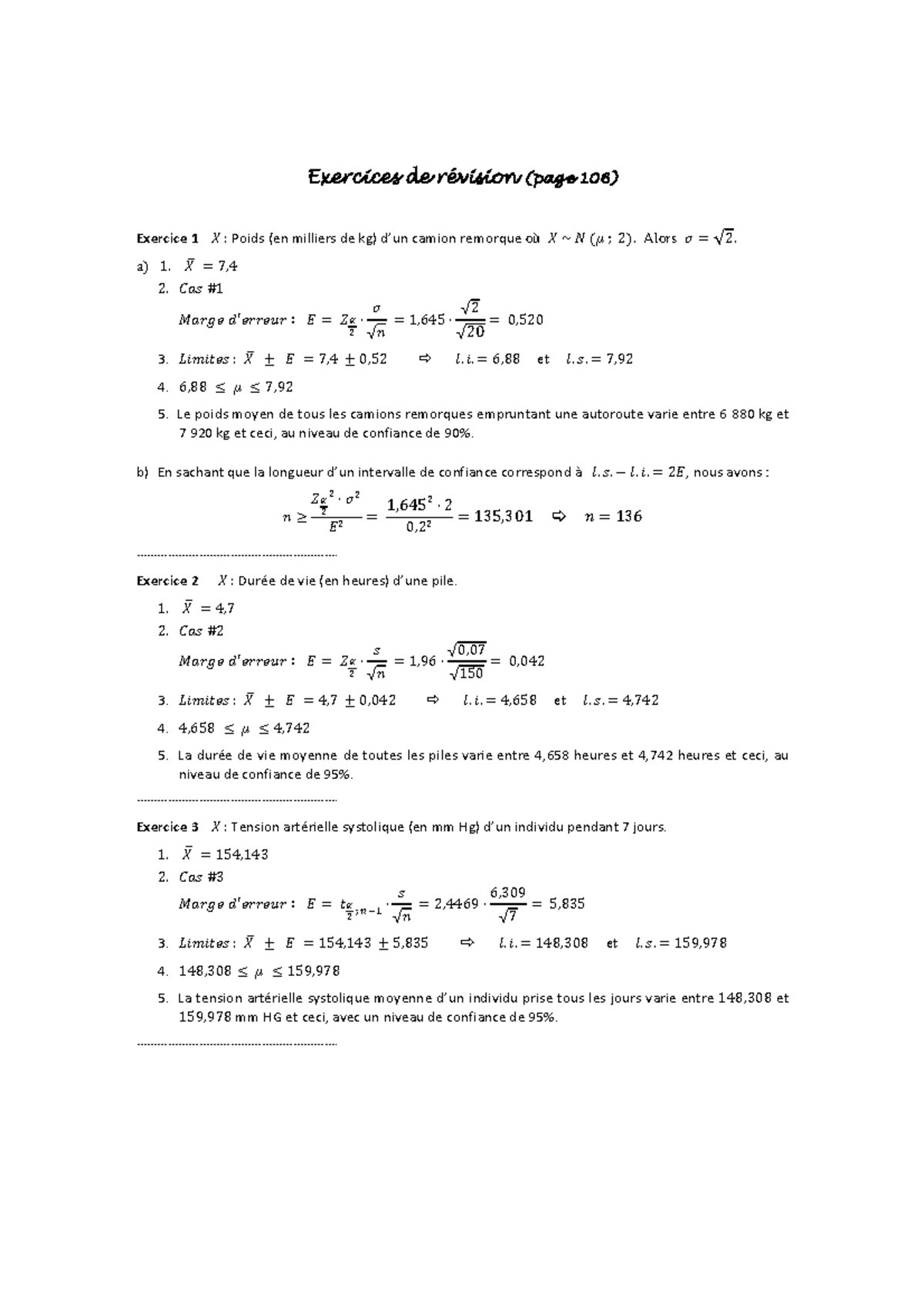 Exercices de revision Solutions page 106 Exercices de révision (page 106 ) Exercice 1 Poids Exercices de revision Solutions page 106 Exercices de révision (page 106 ) Exercice 1 Poids