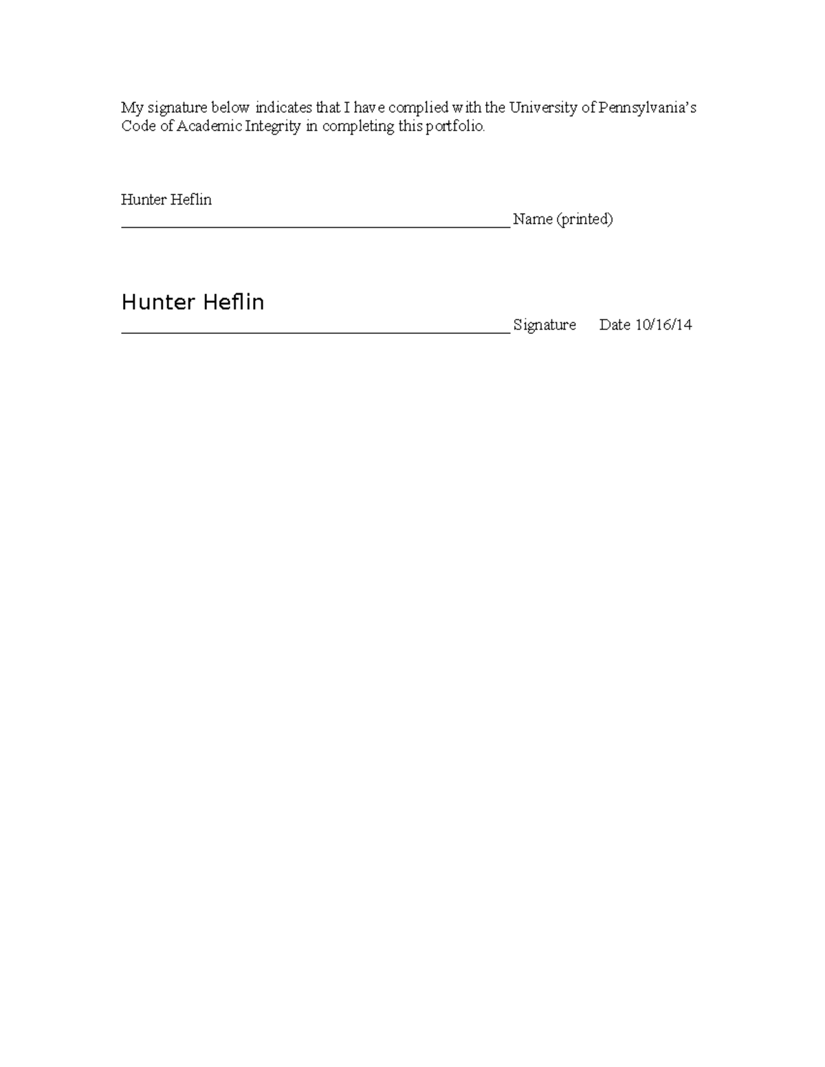 Midterm Portfolio Final Draft - My signature below indicates that I ...