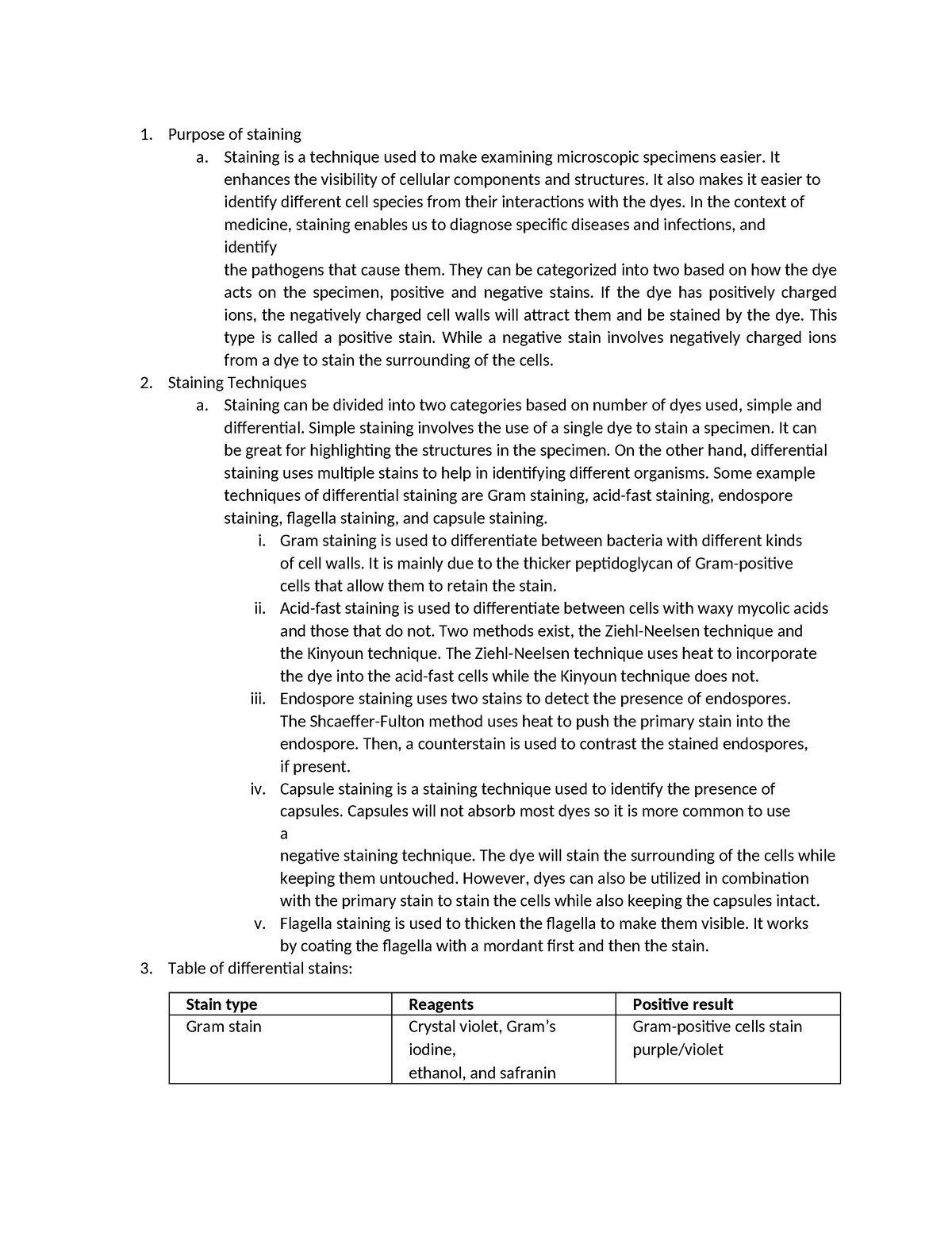 M3 - Exercise 1 Assignment Staining Techniques - Purpose of staining a ...