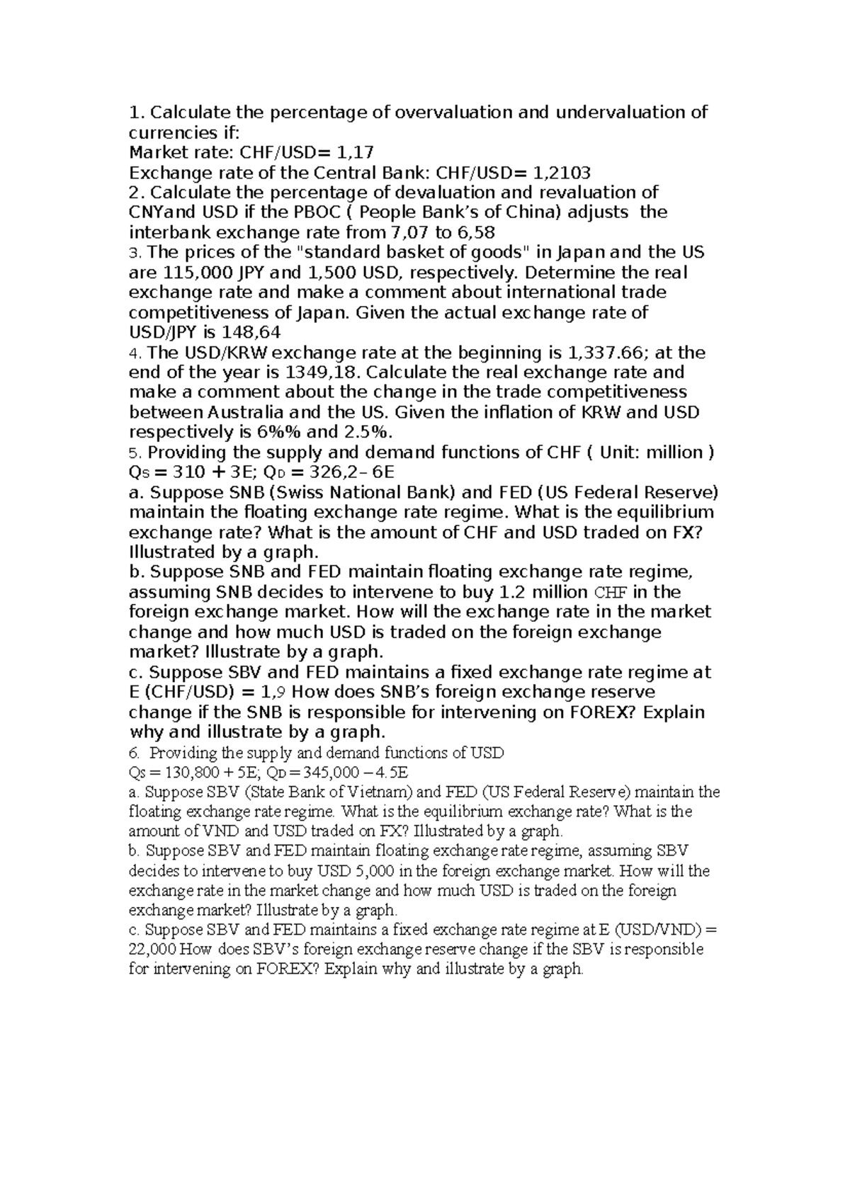 Exercises Bài tập Calculate the percentage of overvaluation and