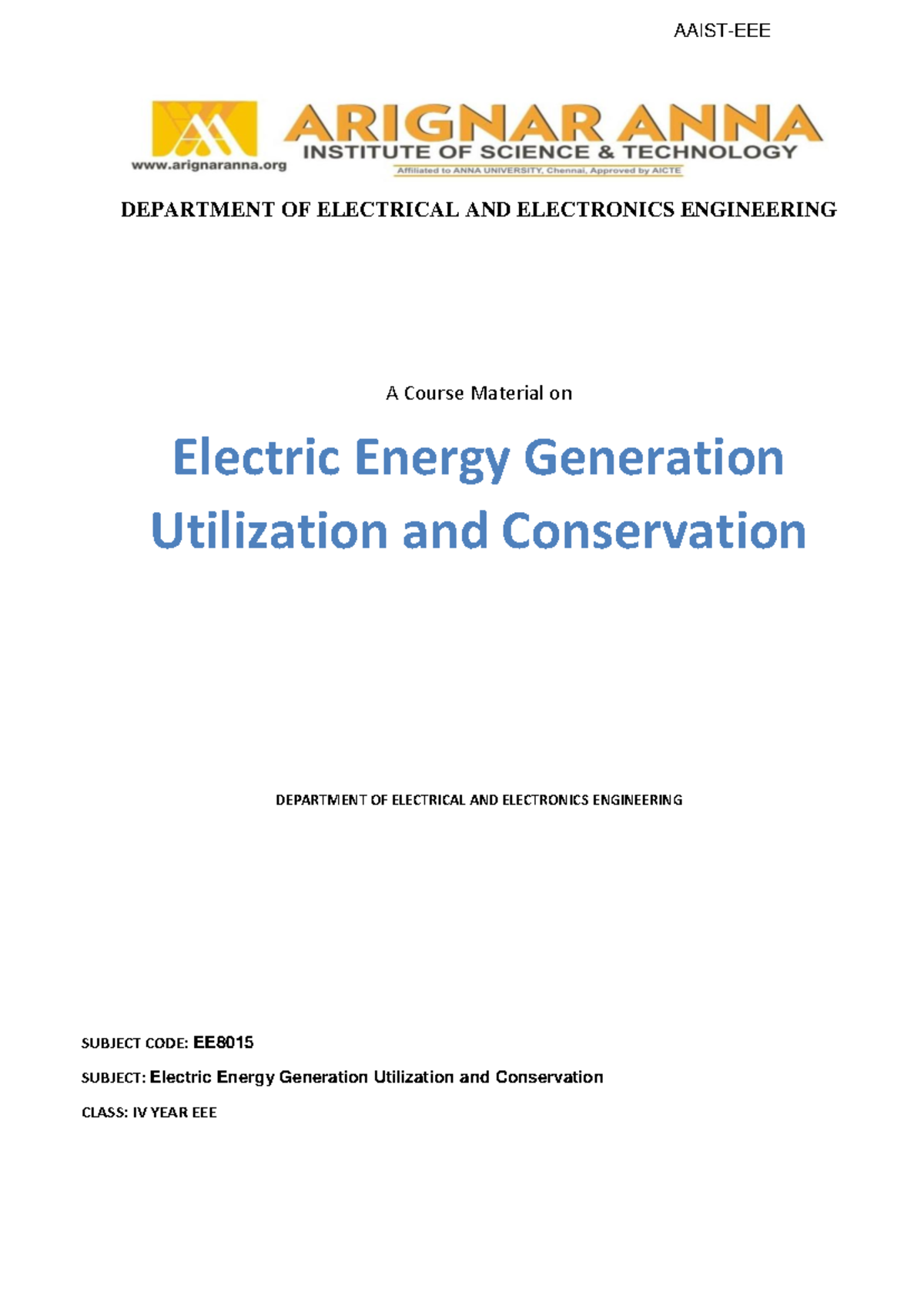 EE8015 Eeguc Notes R2017 DEPARTMENT OF ELECTRICAL AND ELECTRONICS