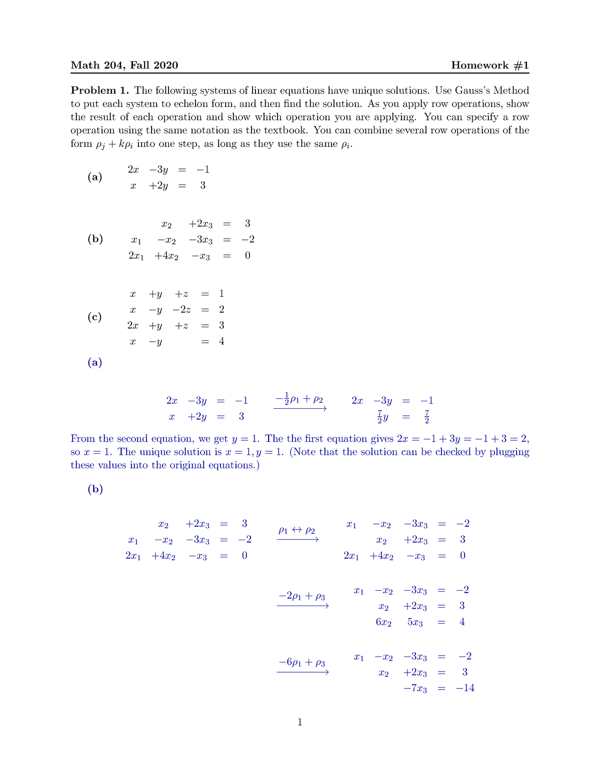 Hw1-answers - Hw1-answers - Math 204, Fall 2020 Homework # Problem 1 ...