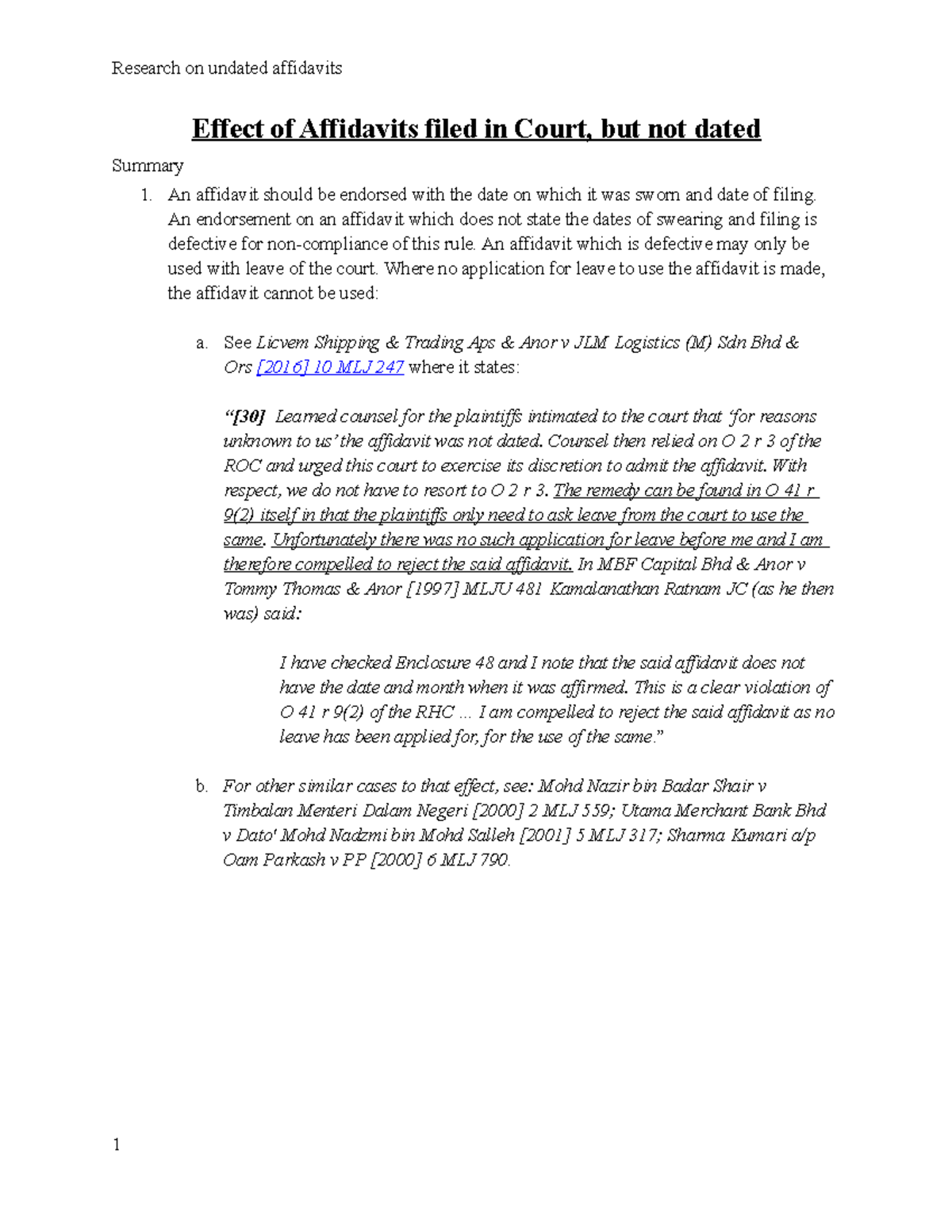 Effects Of Undated Affidavit - Research On Undated Affidavits Effect Of ...