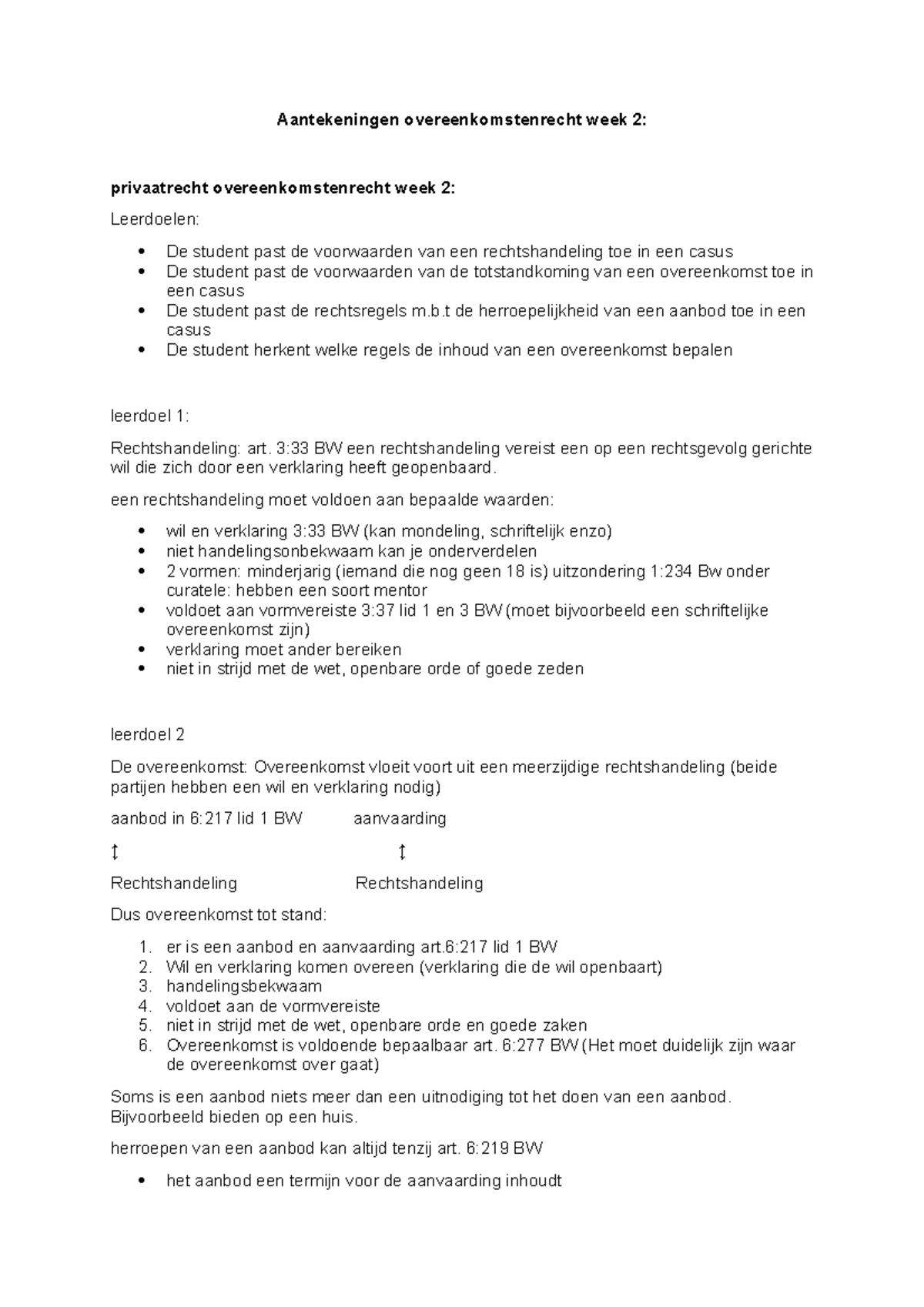 Aantekeningen Overeenkomstenrecht Week 2 - B De Herroepelijkheid Van ...