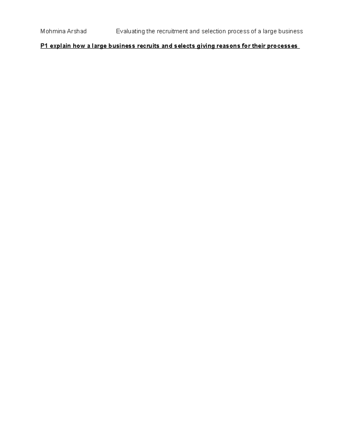 Currys unit 8 assesment P1 explain how a large business recruits and