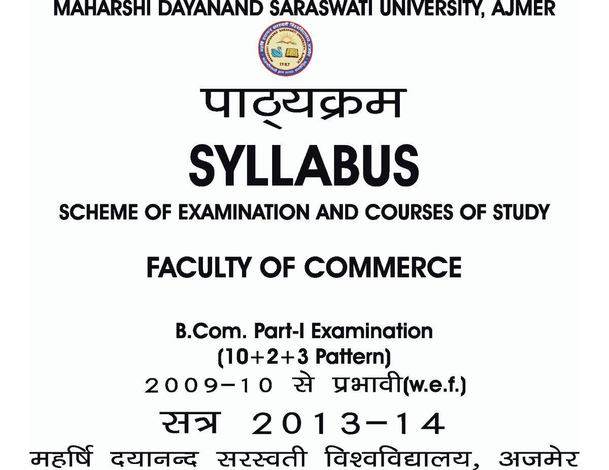 MDSU B.com 1st Year Syllabus - BA - Studocu