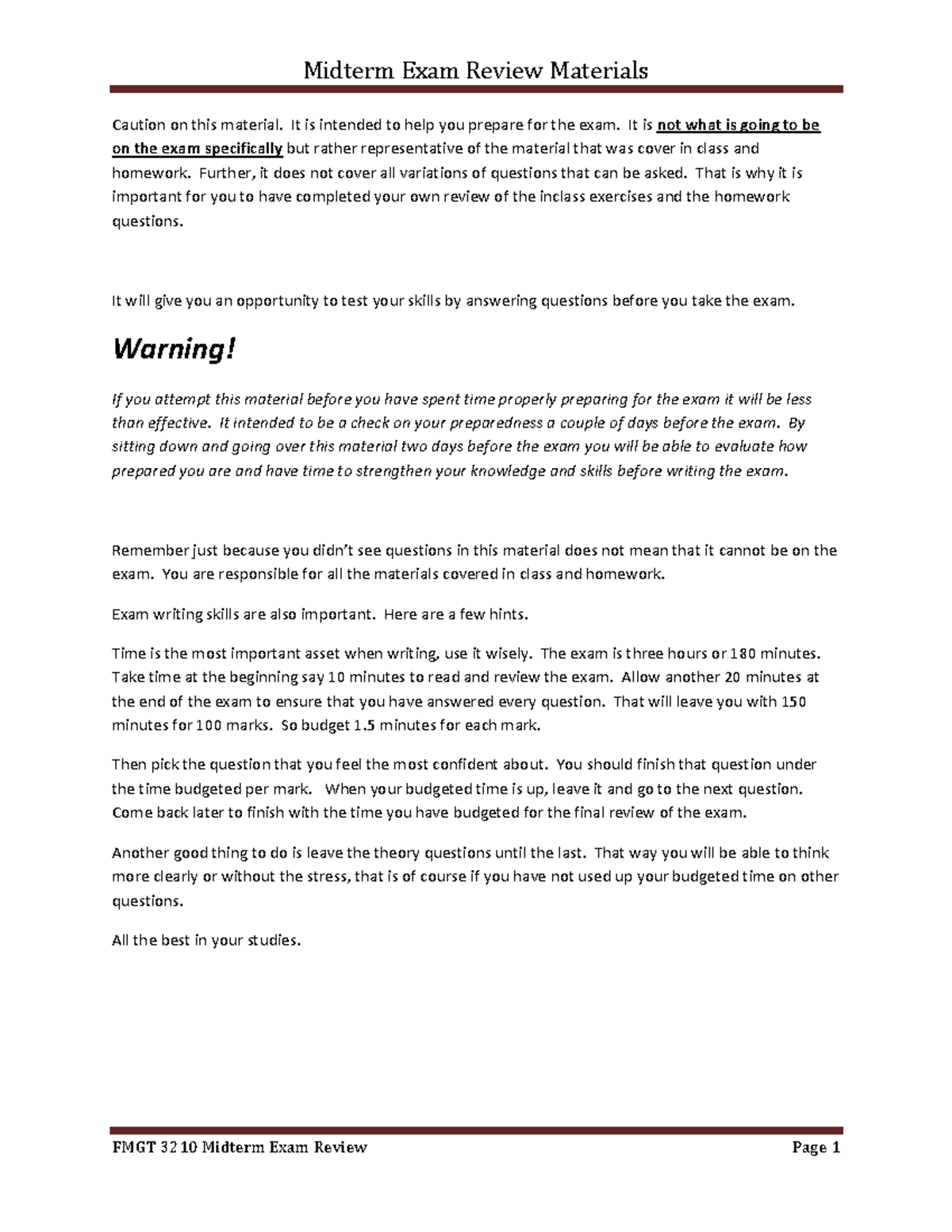 Midterm Practice Materials - 202220 - Caution on this material. It is ...
