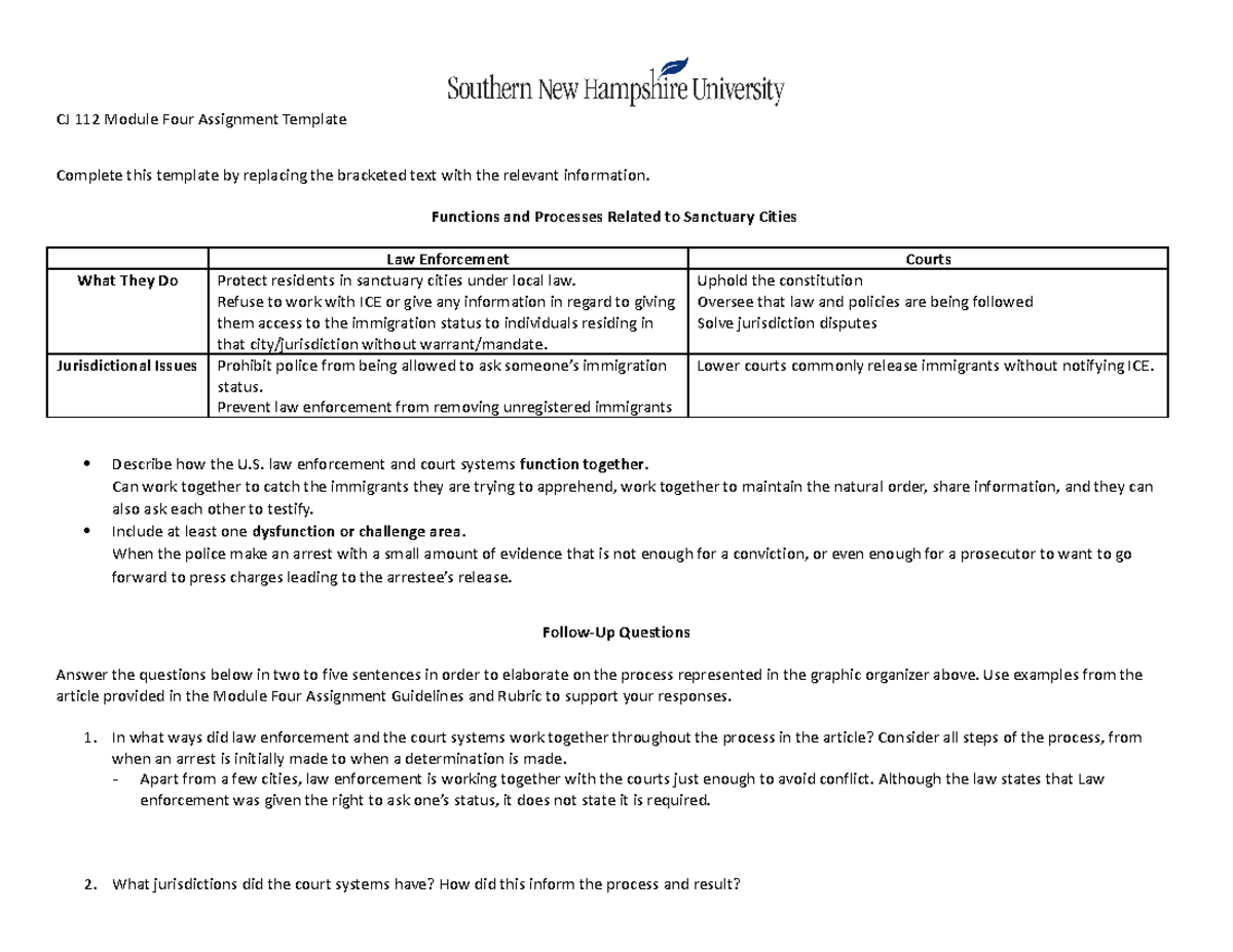 CJ 112 Module Four Assignment Template - CJ 112 Module Four Assignment ...