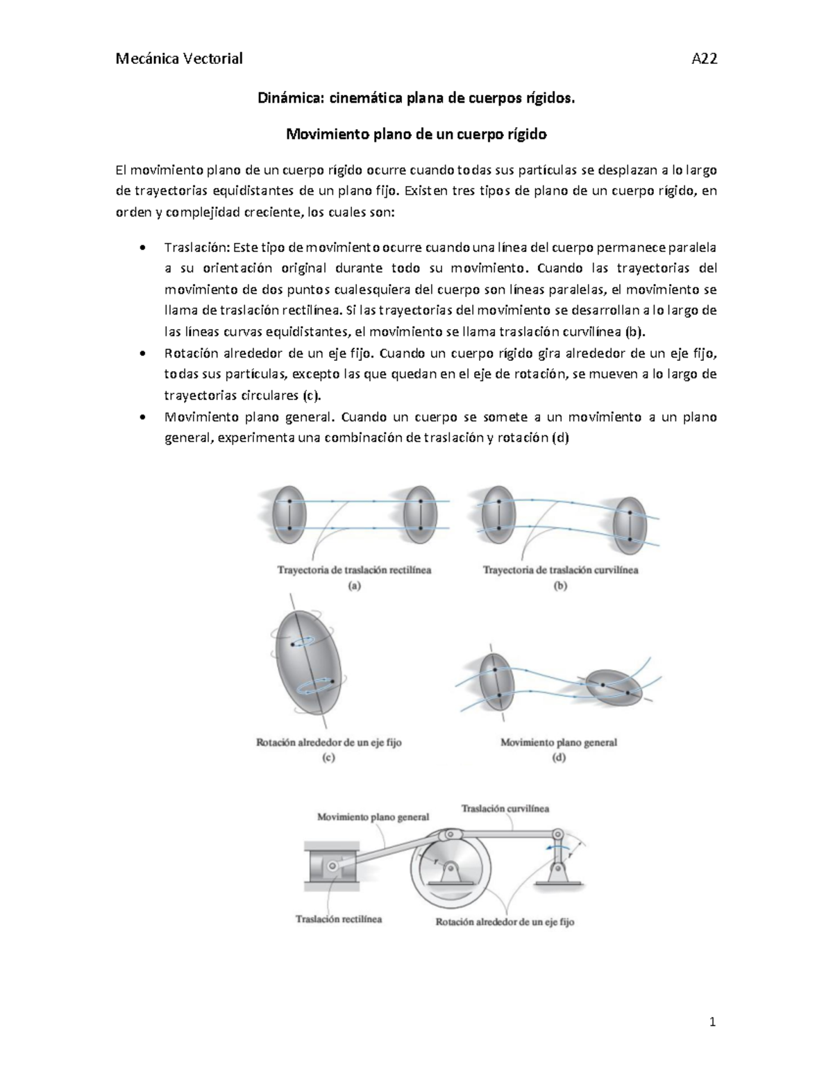 Vectorial ORD A22 - Din·mica: Cinem·tica Plana De Cuerpos RÌgidos ...