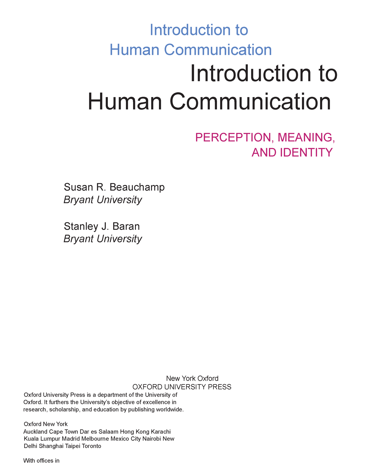 Baran, Stanley J. Beauchamp, Susan R - Introduction to human ...