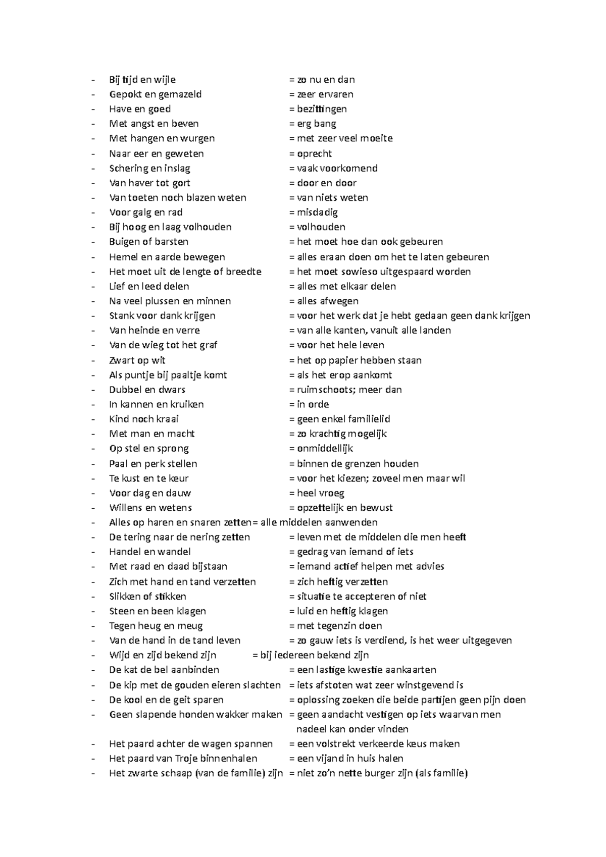 Uitdrukkingen (Formuleren) + uitleg Nieuw Nederlands Bij tijd en wijle = zo nu en dan Gepokt