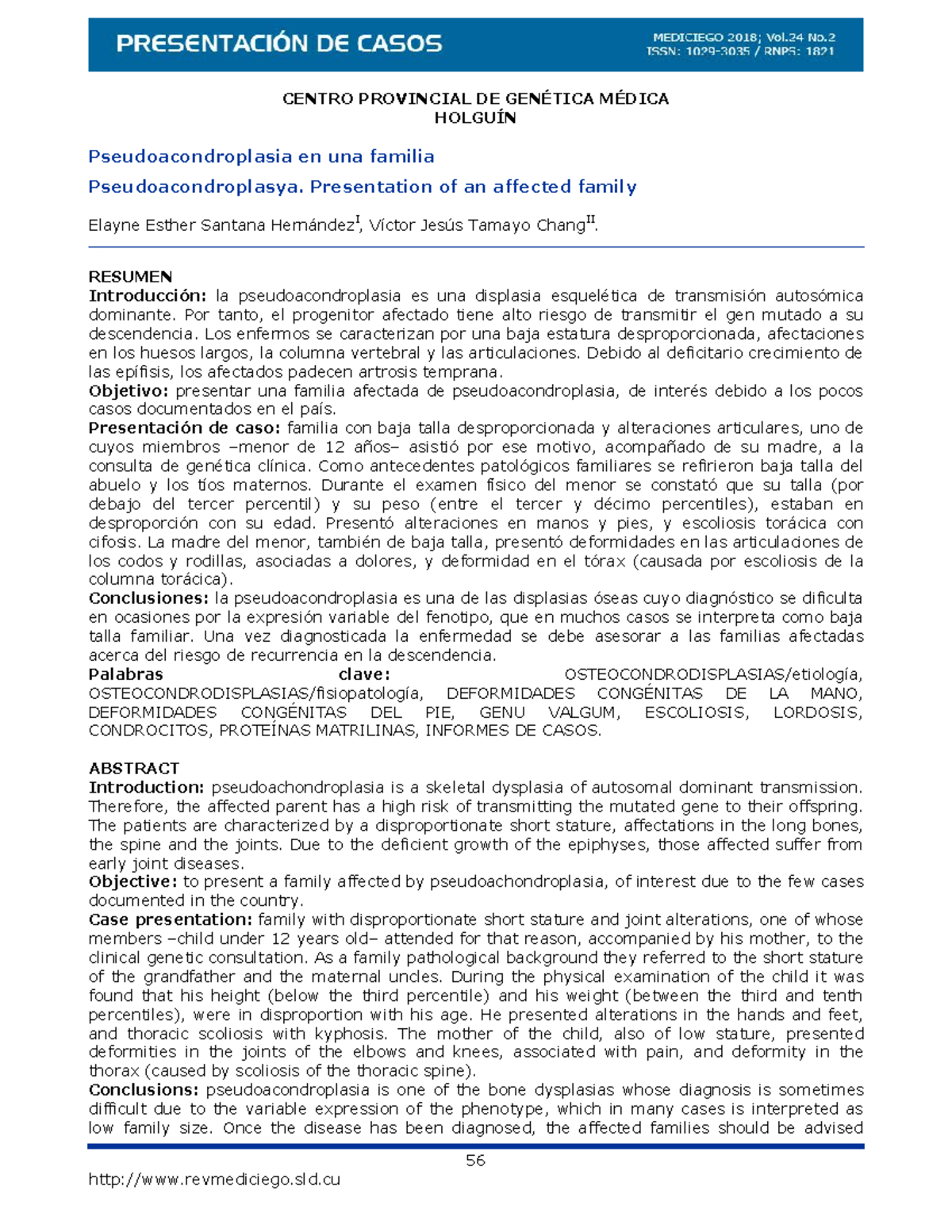 Pseudoacondroplasia - Articulo de pesudoacondroplasia - 56 CENTRO ...