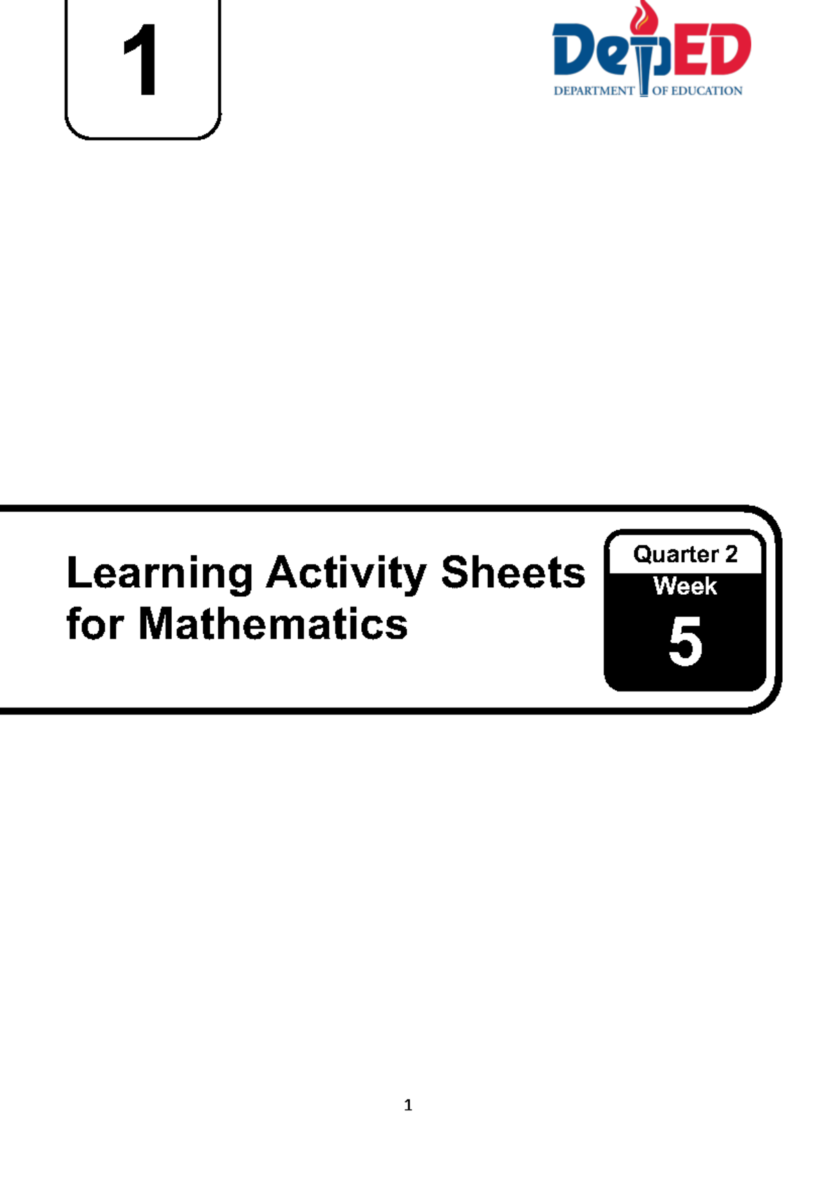 LAS MATH 1 Q2 W5y - Worksheet - 1 Learning Activity Sheets for ...
