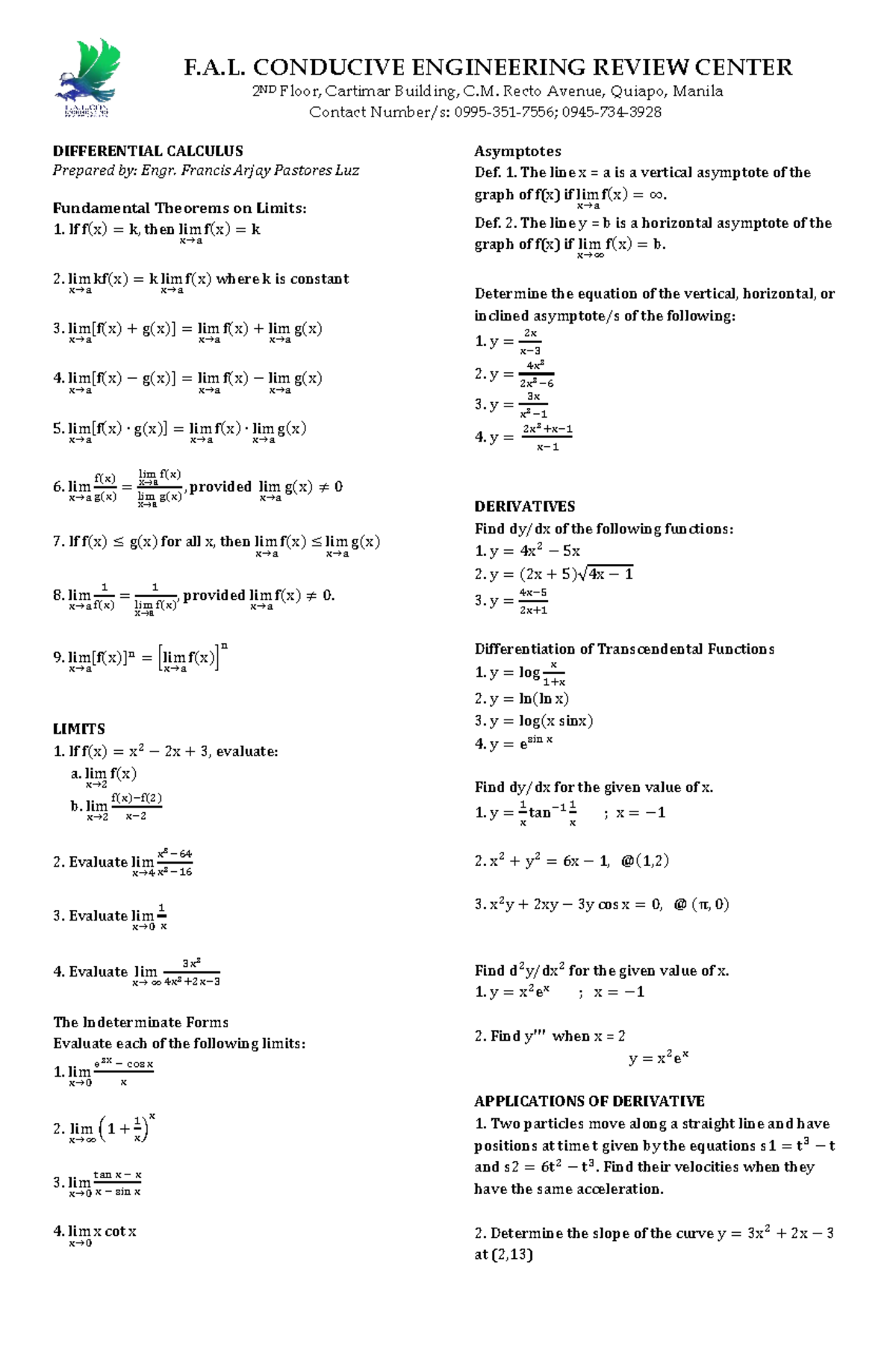 Differential Calculus - Process Design - Mapúa - Studocu