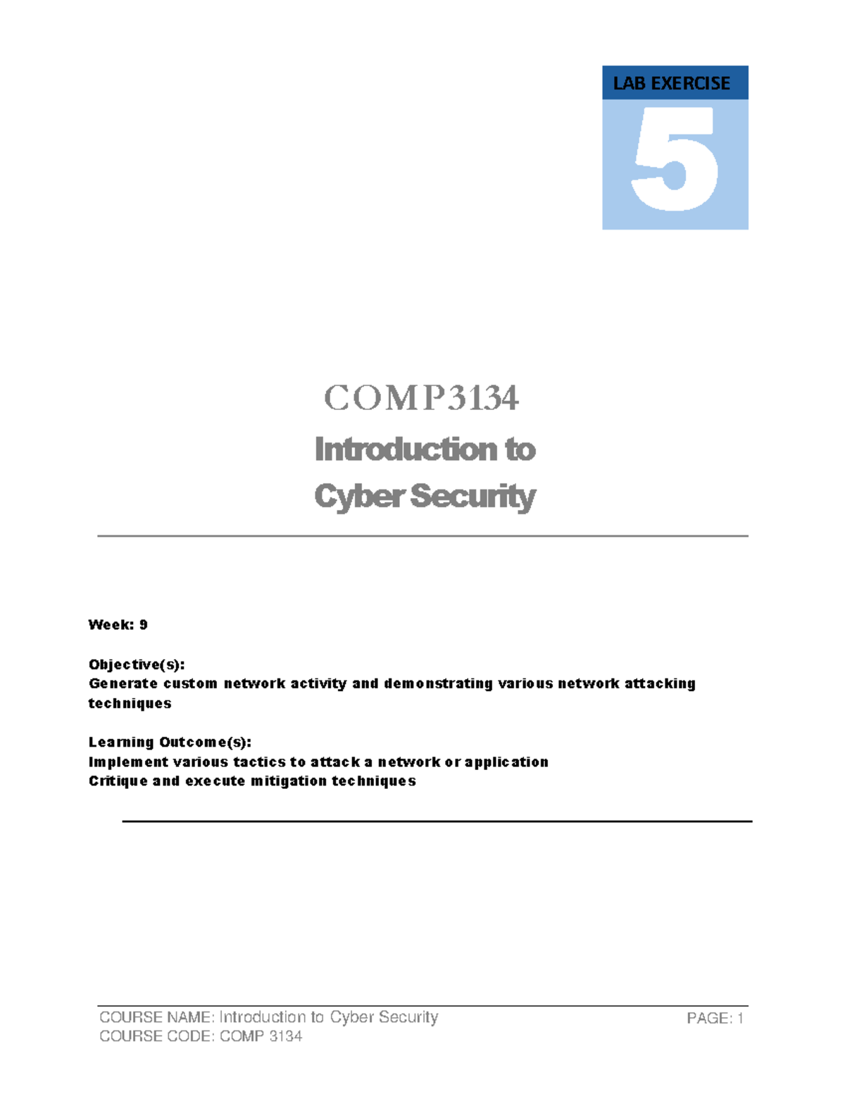 Lab Exercise 5 - programming - ####### COURSE NAME: Introduction to ...