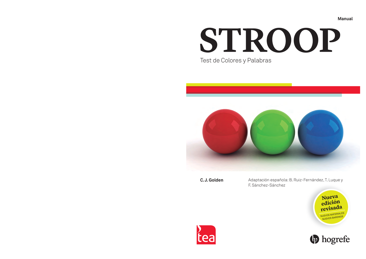 S6s1 Test Stroop Test C J Golden Manual Test De Colores Y Palabras Stroop Adaptación 1381
