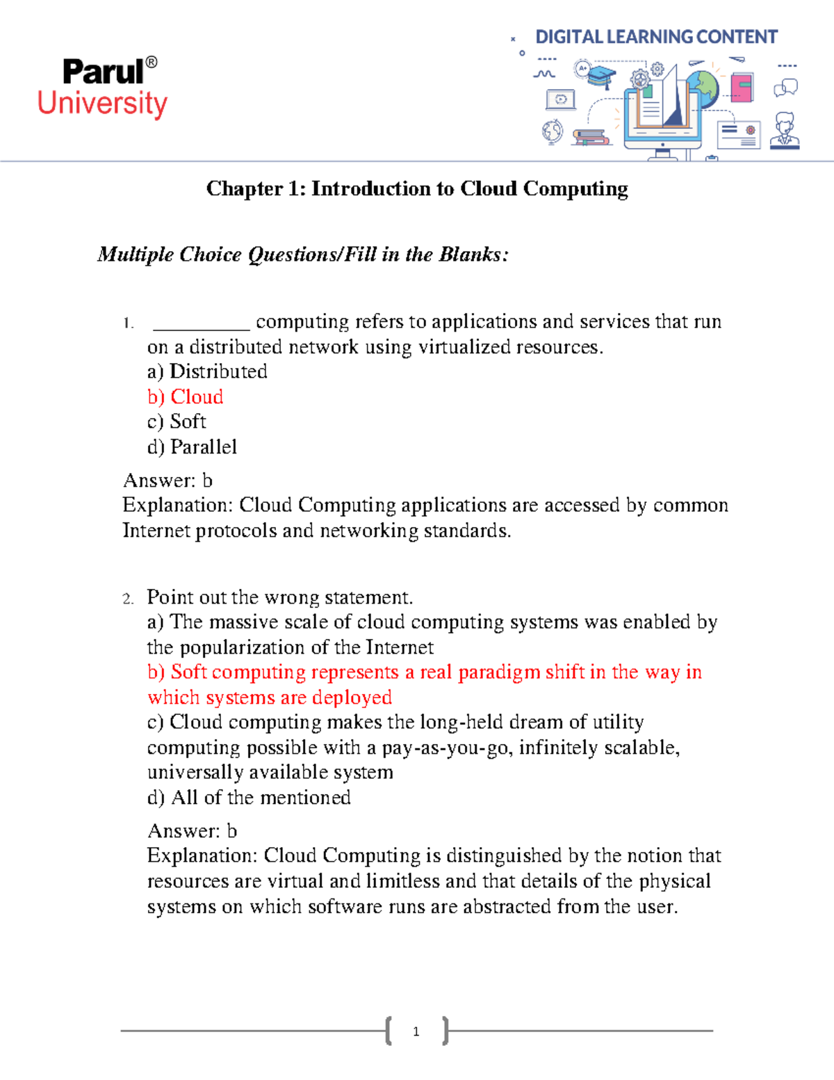 CC - Ch. 1 (Assessment) - PSNM - Chapter 1: Introduction to Cloud ...
