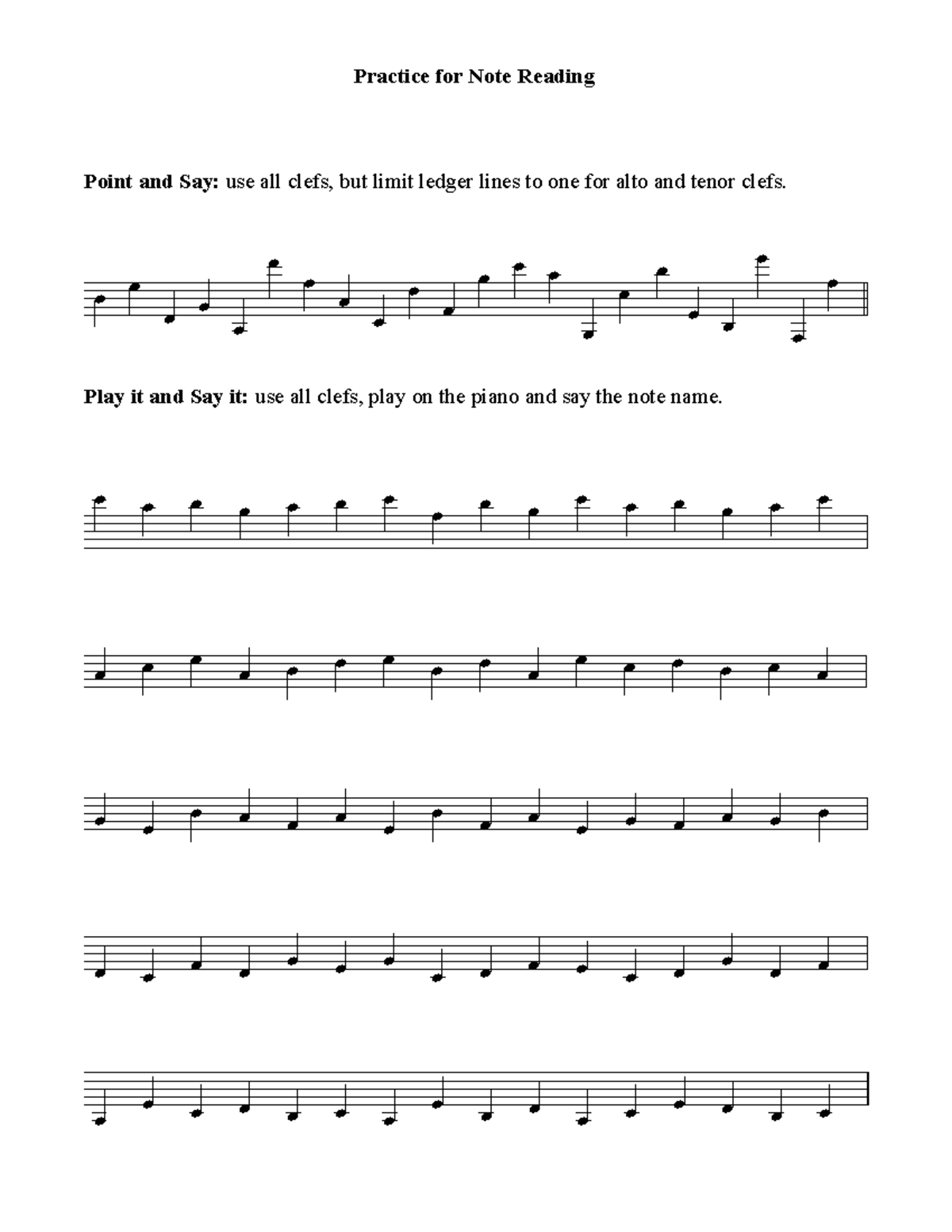 Note Reading Practice - œ œ œ œ œ œ œ œ œ œ œ œ œ œ œ œ œ œ œ œ œ œ œ œ ...
