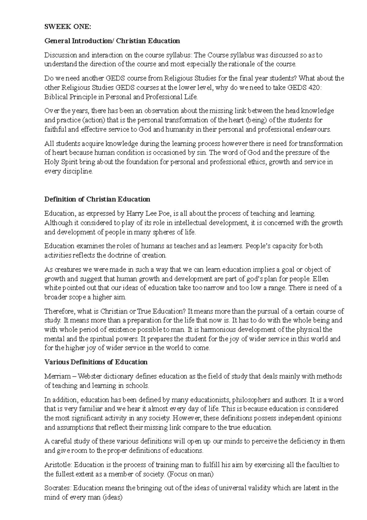 GEDS 420 Class NOTE - the best materials to work with and it uses very ...