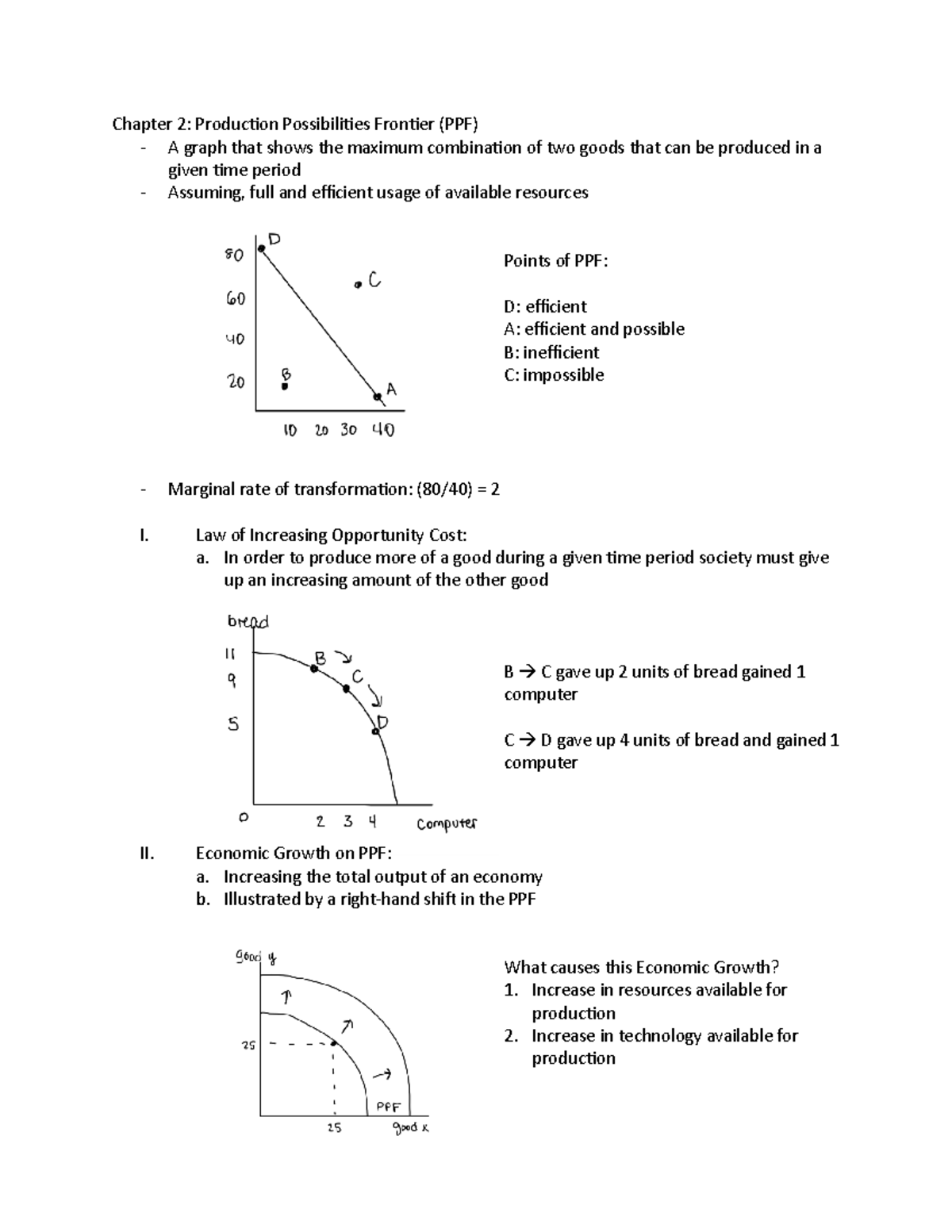 Chapter 2 - Class Notes - Chapter 2: Production Possibilities Frontier ...