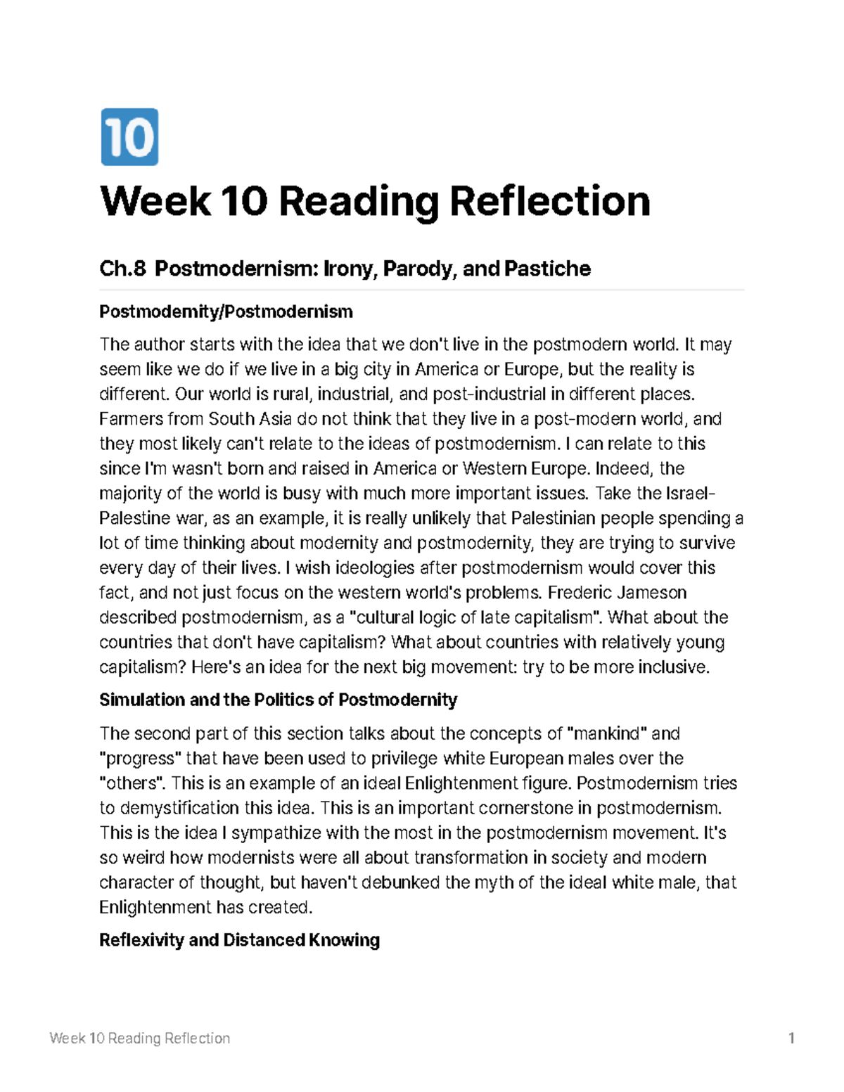 Week 10 Reading Reflection - Week 10 Reading Reflection 1 🔟 Week 10 ...