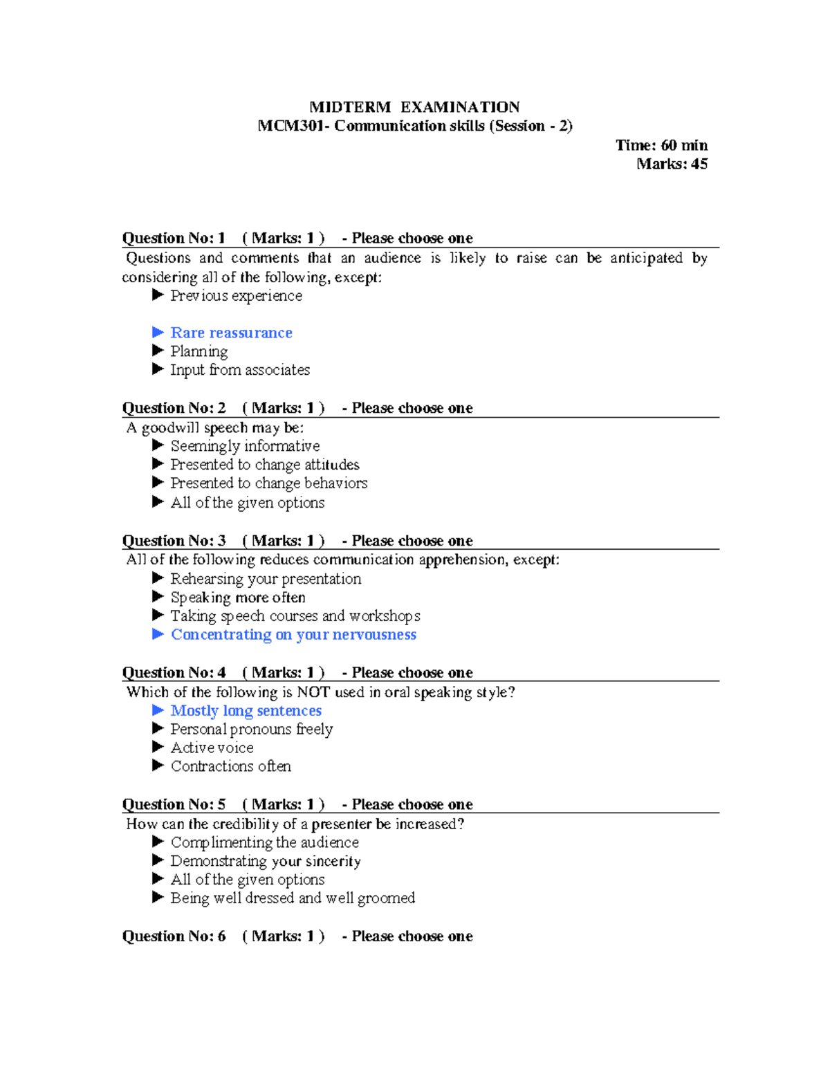 MCM301-Midterm Solved - MIDTERM EXAMINATION MCM301- Communication ...