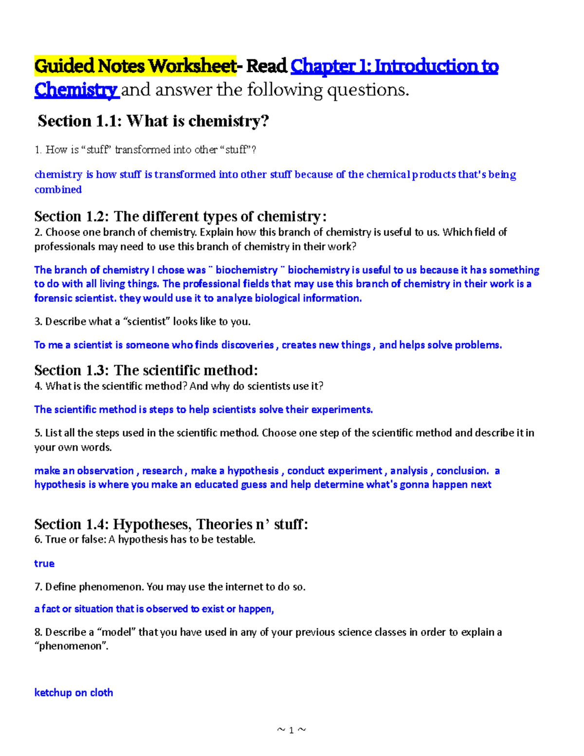 Copy of Kamani WEST - Homework #2 Chapter 1 Guided Notes - Intro to ...