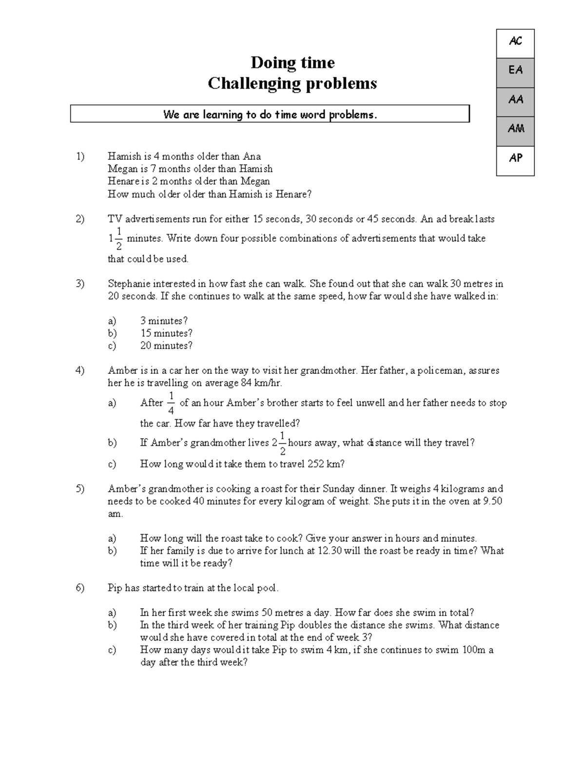 Challenging problems - challening word problem - Doing time Challenging ...