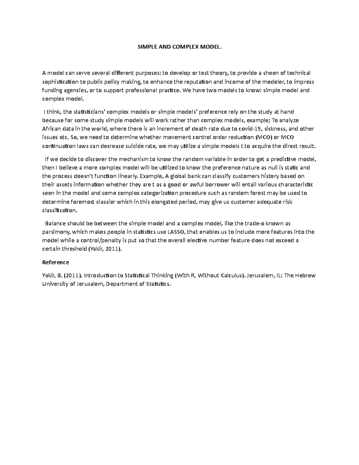 Simple AND Complex Model - SIMPLE AND COMPLEX MODEL. A model can serve ...