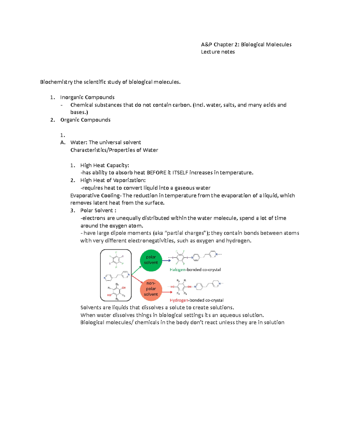 BIOL2250 Biochemistry A&P I - A&P Chapter 2: Biological Molecules ...