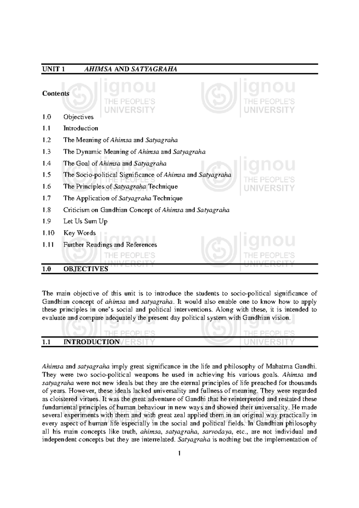 Unit-1 - Relation between satyagraha and ahimsa - UNIT 1 AHIMSA AND ...