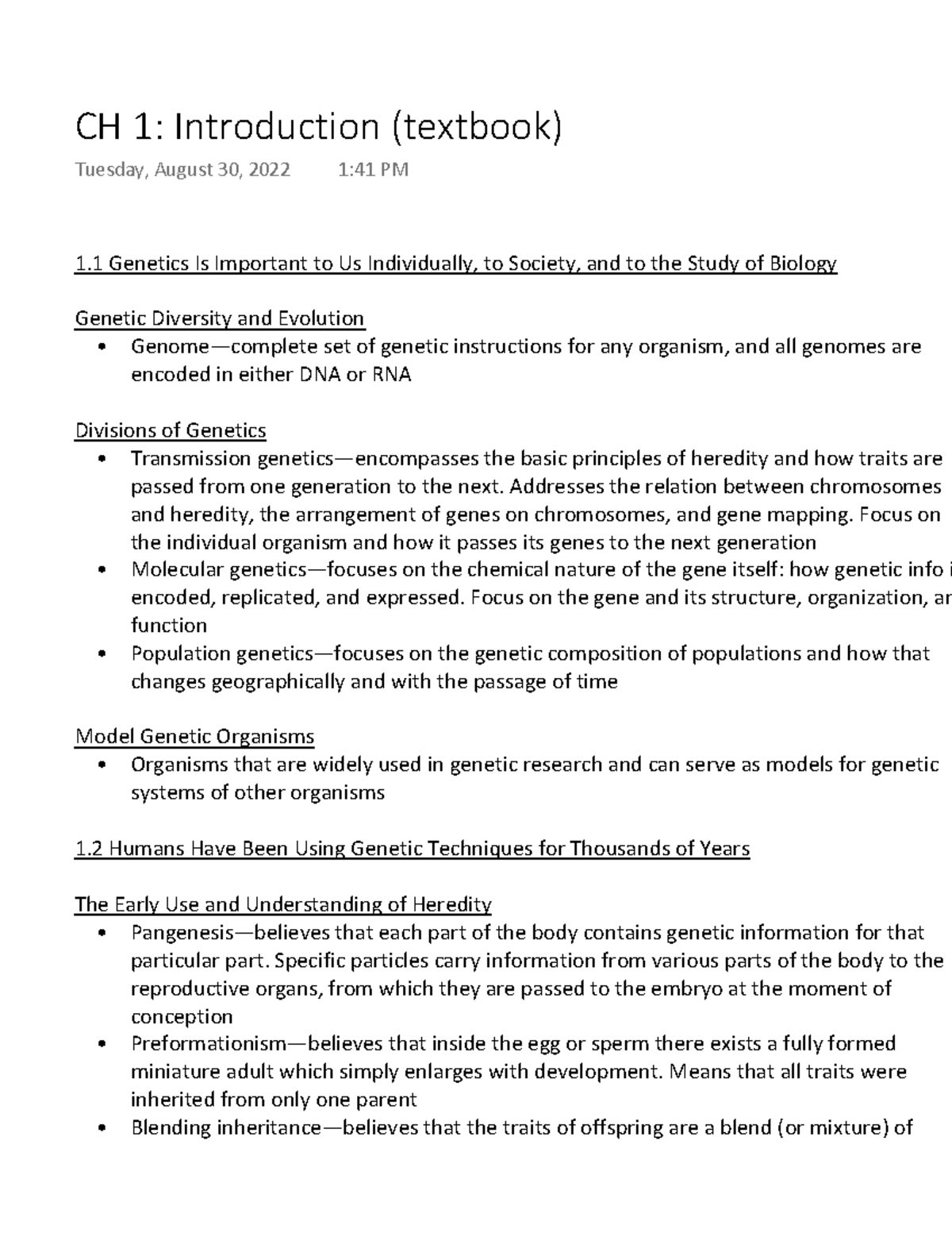 CH 1 Introduction - 1 Genetics Is Important to Us Individually, to ...