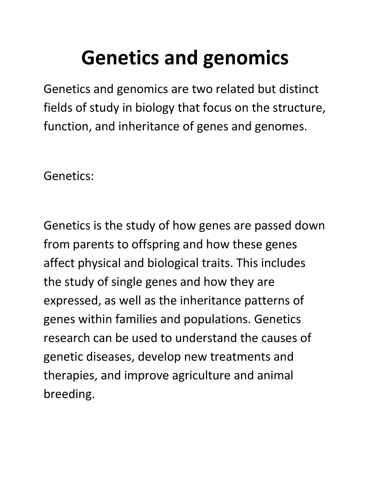 Genetics And Genomics Part 1 - Genetics And Genomics Genetics And ...