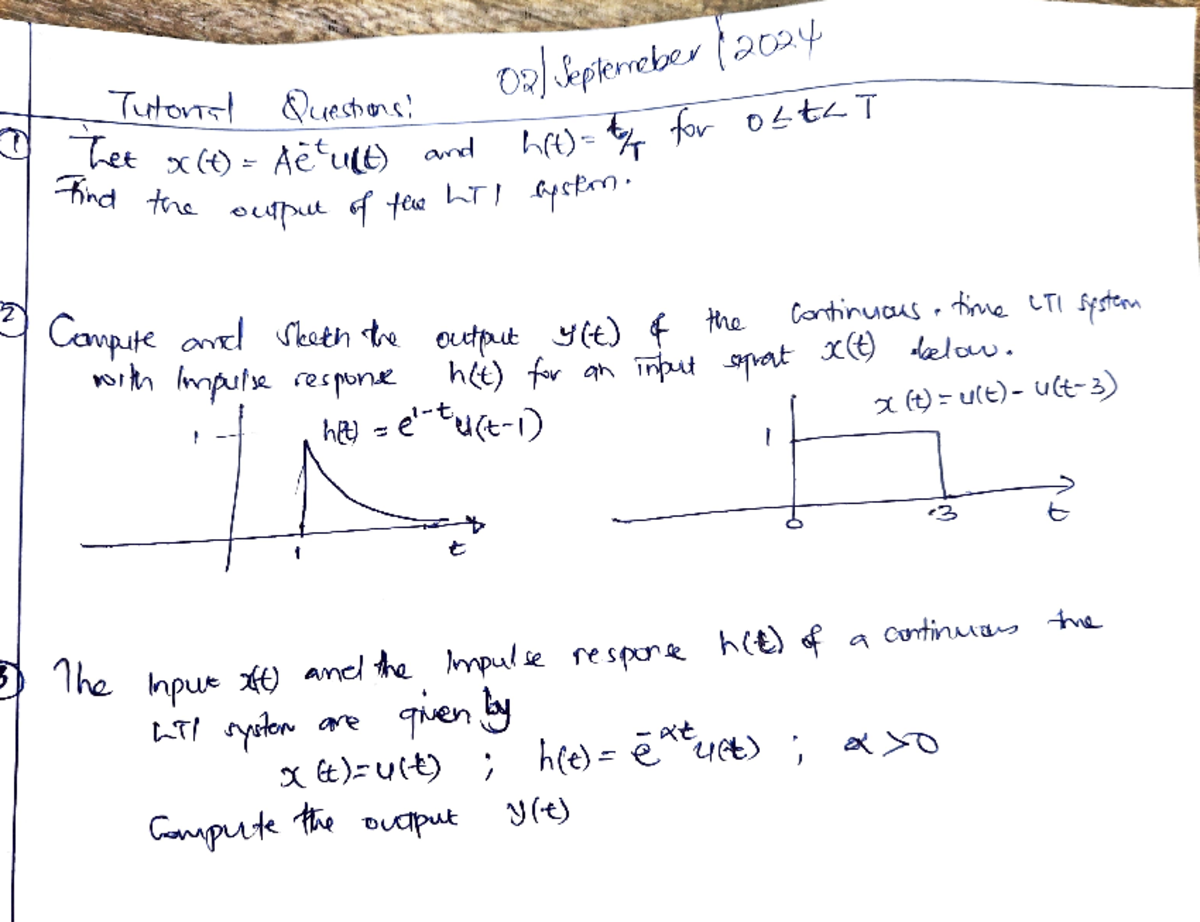 Signals and systems .. tutorial 2 - Electrical Engineering - Tuitol ...