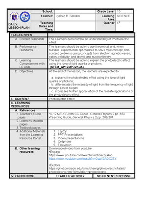 TLE-DLP Draft - This is a lesson plan for TLE - DETAILED LESSON PLAN ...