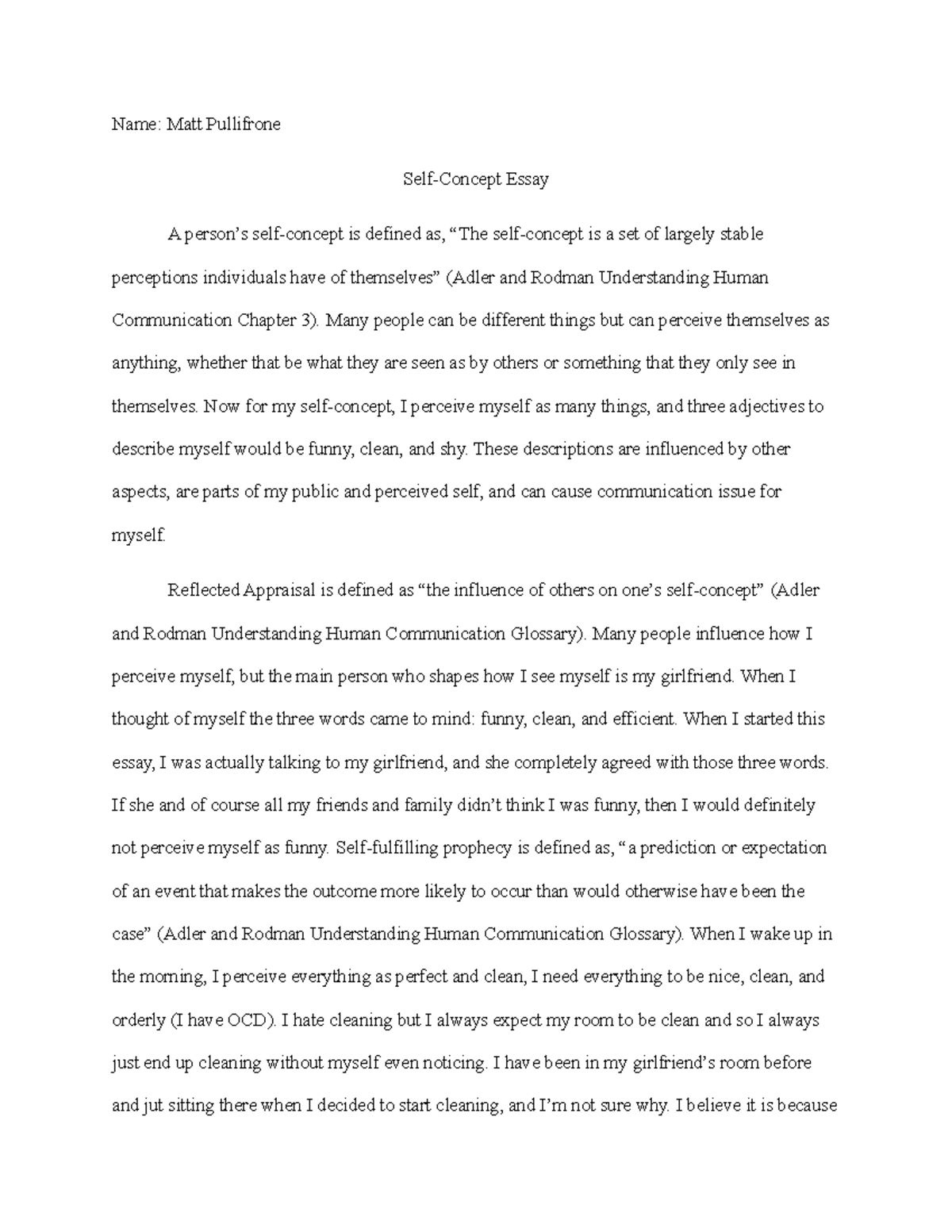 how to make a self concept essay