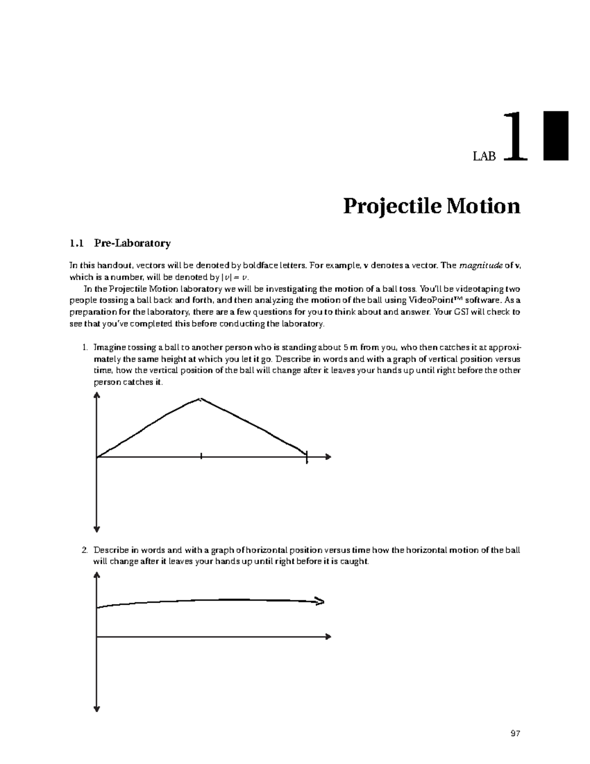 Physics Lab 1 Projectile Motion - LAB 1 Projectile Motion 1 Pre ...