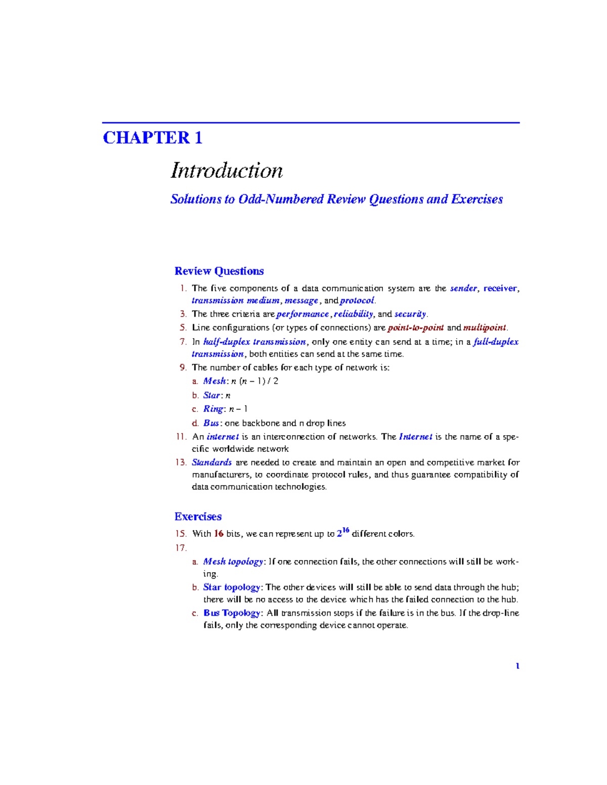 Solutions to ODD number problems - 1 CHAPTER 1 Introduction Solutions ...