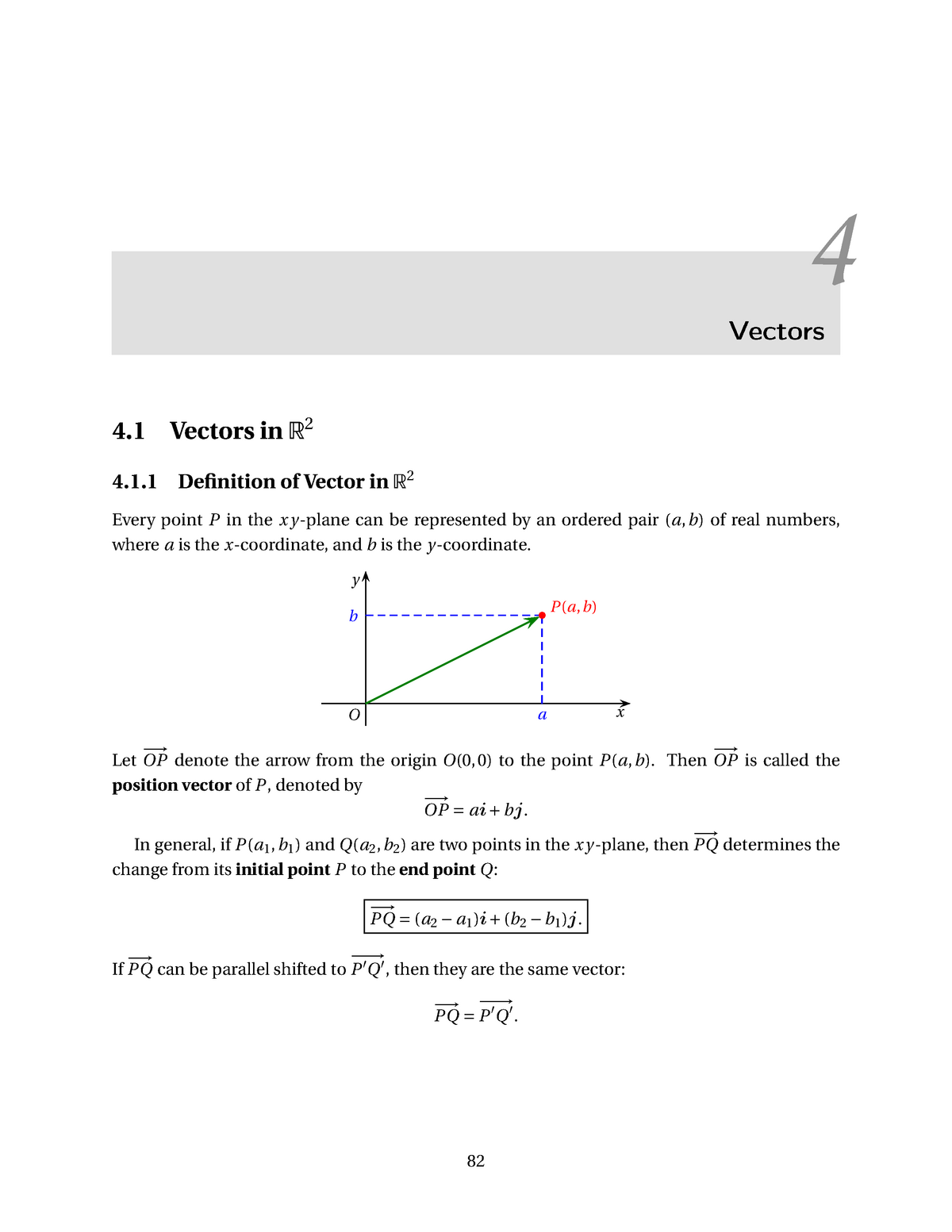 Part I Chapter 4 4 Ve Tors 4 1 Vectors In R2 4 1 1 Definition Of Vector In R2 Every Point P In The Studocu