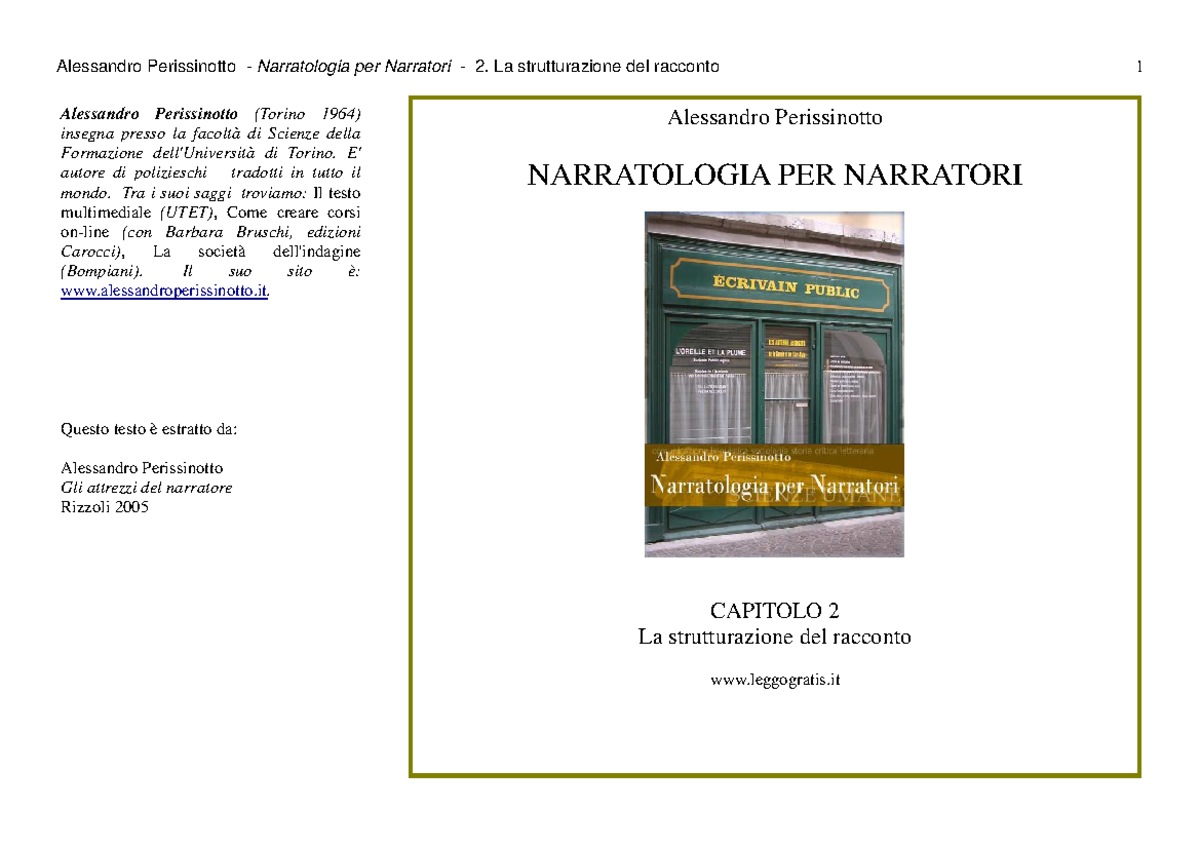 2 Struttura DEL Racconto riassunto Perissinotto - Teorie e tecniche
