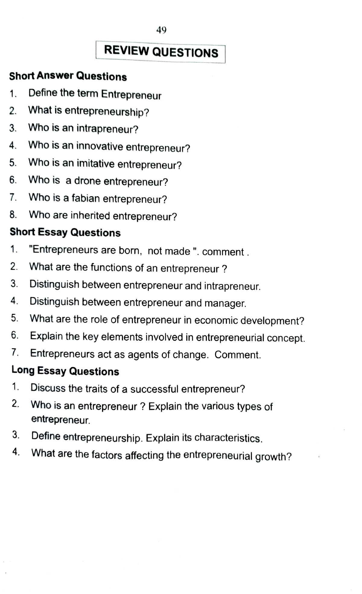 entrepreneurship essay questions and answers pdf