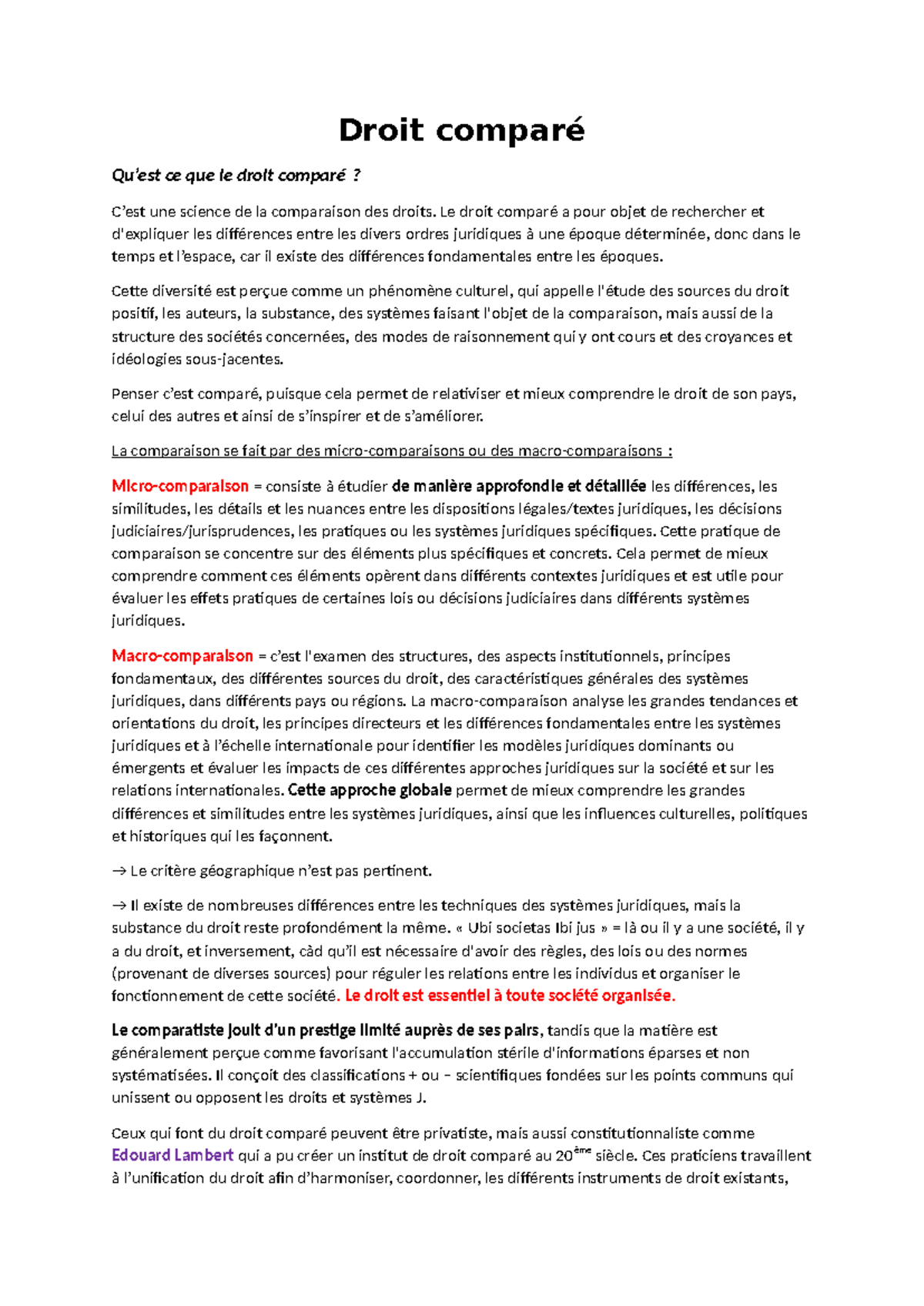 Droit comparé synthétisé - Droit comparé Qu’est ce que le droit comparé ...