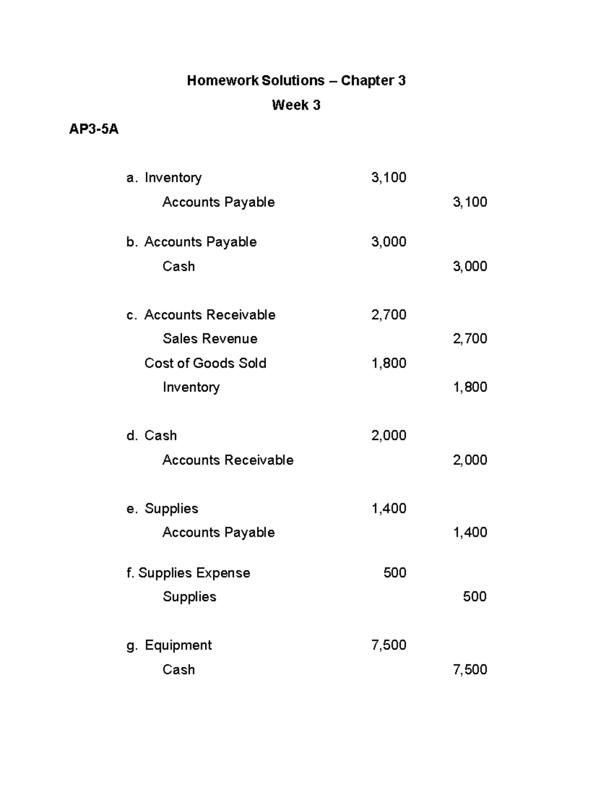 Homework & Tutorial Solutions - Chapter 3 part 1 - AP3-5A AP3-7A ...