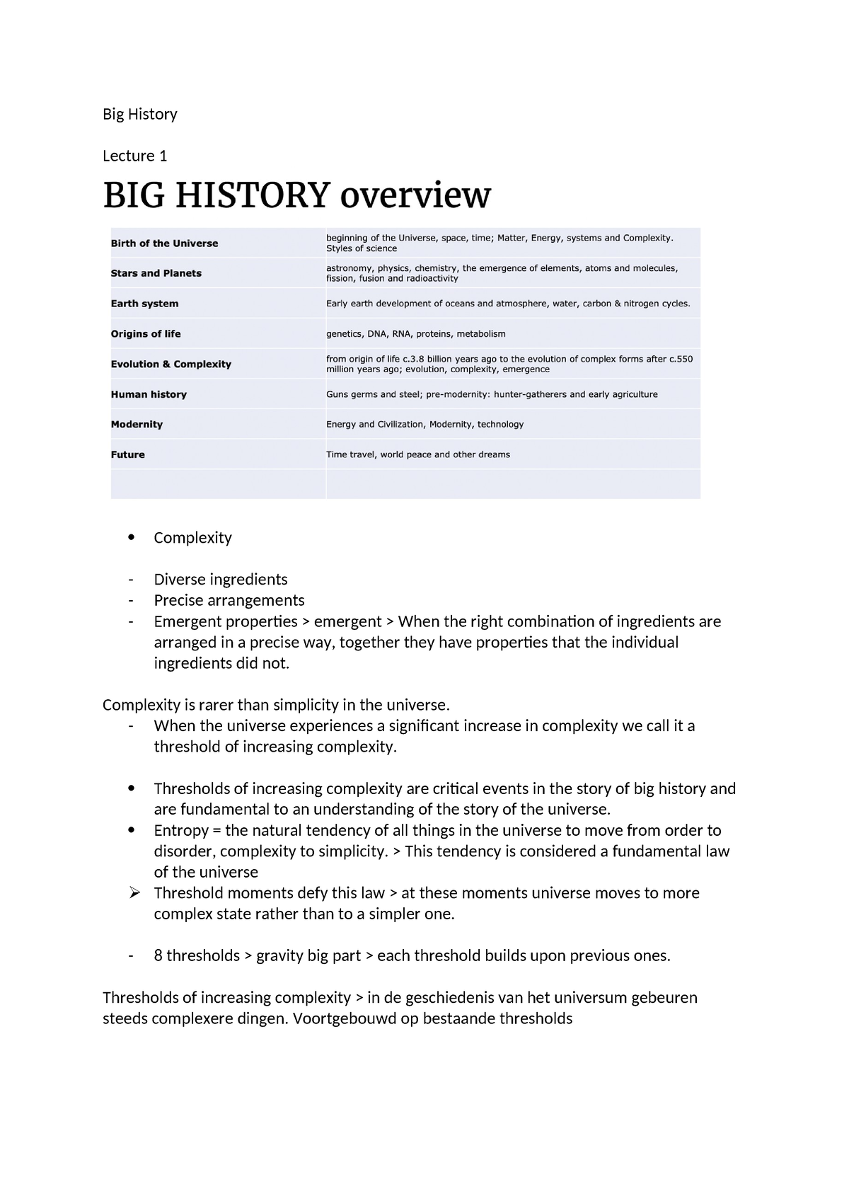 Big History - Lecture 1 En Een Beetje Van 2 - Big History Lecture 1 ...