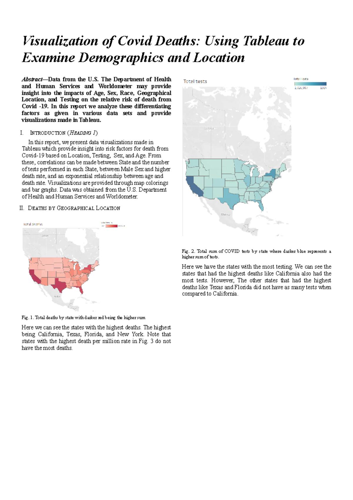 MIS 464 Team Lab Assignment 1 (Tableau) - Visualization of Covid Deaths ...