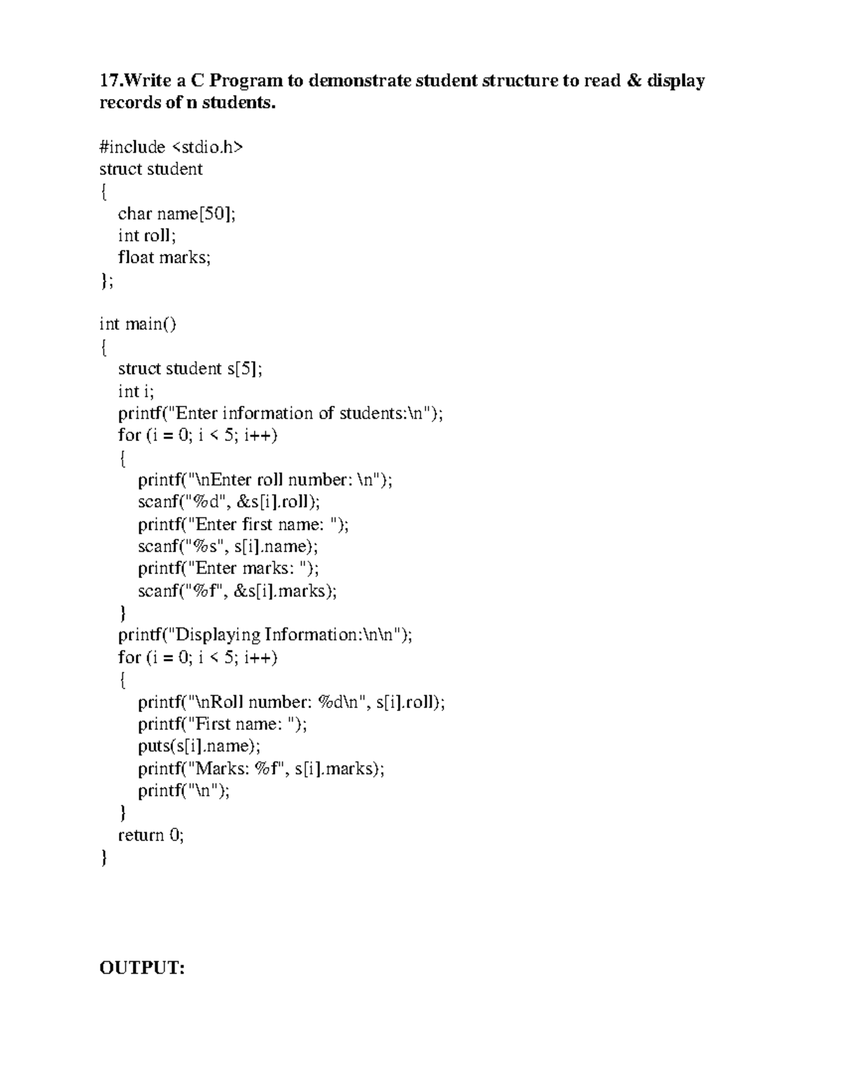 Lab Programs 17 A C Program To Demonstrate Student Structure To Read lab-programs-17-a-c-program-to-demonstrate-student-structure-to-read