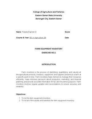 Farm Inventory - Free lecture notes - College of Agriculture and ...