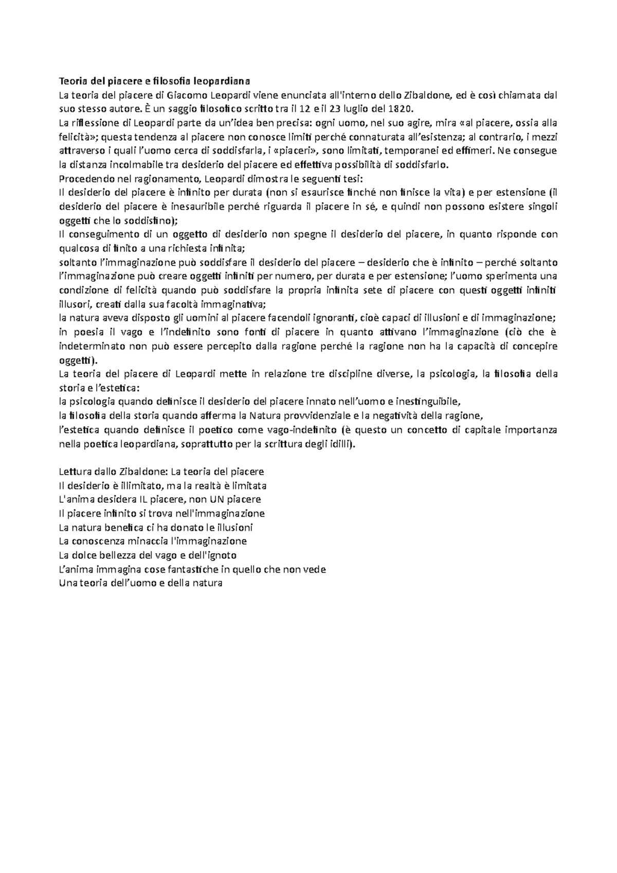 La teoria del piacere di leopardi in 4 minuti [file PDF in descrizione] YouTube